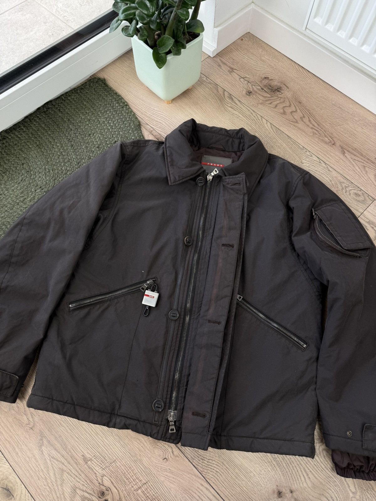 Prada Prada Bomber Aviation Jacket Nylon Turtleneck Red Tab Size US L / EU 52-54 / 3 - 11 Thumbnail