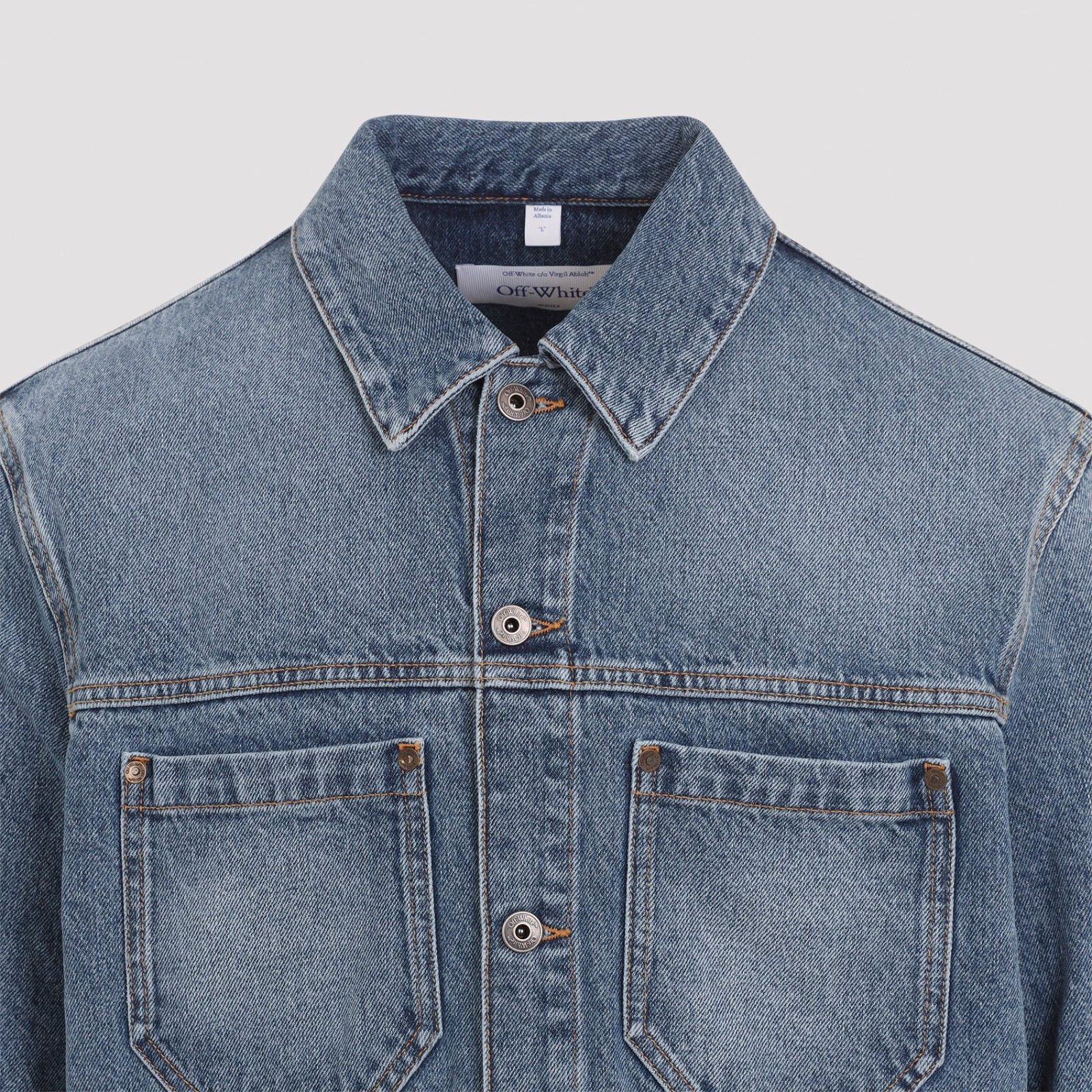 Off-White OFF-WHITE Hal Arrow Skate Blue Denim Jacket New & Authentic Size US XL / EU 56 / 4 - 3 Thumbnail
