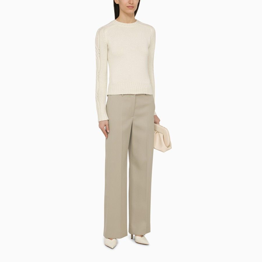 Max Mara o1d2blof0824 Cashmere Crew-neck Sweater in Off White Size XL / US 12-14 / IT 48-50 - 2 Thumbnail
