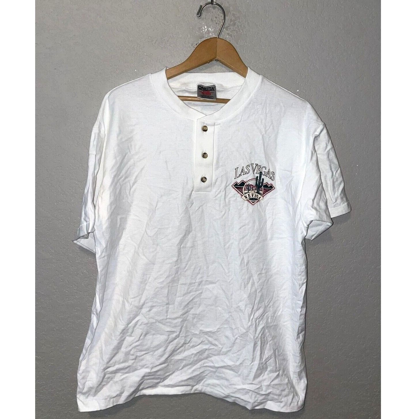 Vintage Vintage Las Vegas Nevada Button Henley Neck White L Shirt Size US L / EU 52-54 / 3 - 1 Thumbnail