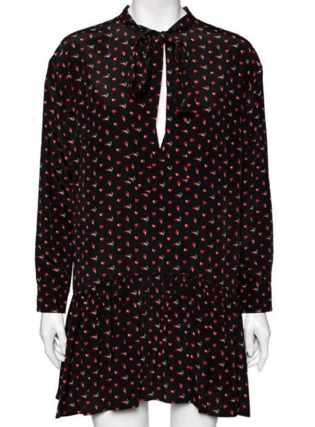 Saint Laurent Paris Saint Laurent Silk Heart Print Dress Size M / US 6-8 / IT 42-44 - 1 Thumbnail