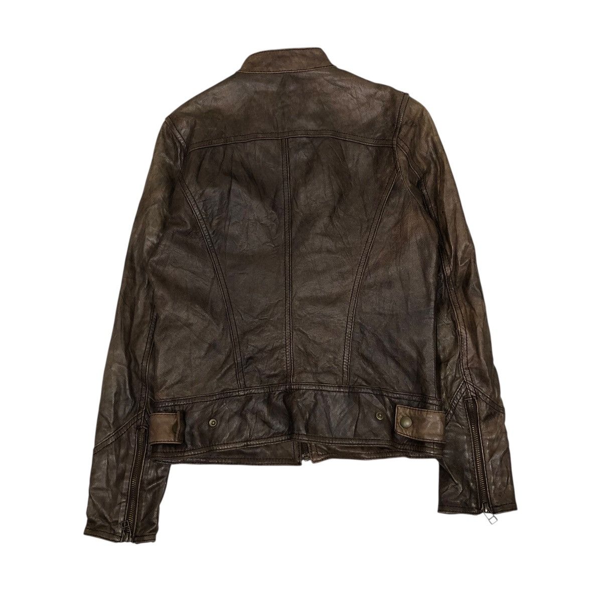 Japanese Brand 🔥CROPPED BIKER LEATHER JACKET BACK NUMBER ISSEY MIYAKE Size US M / EU 48-50 / 2 - 2 Thumbnail