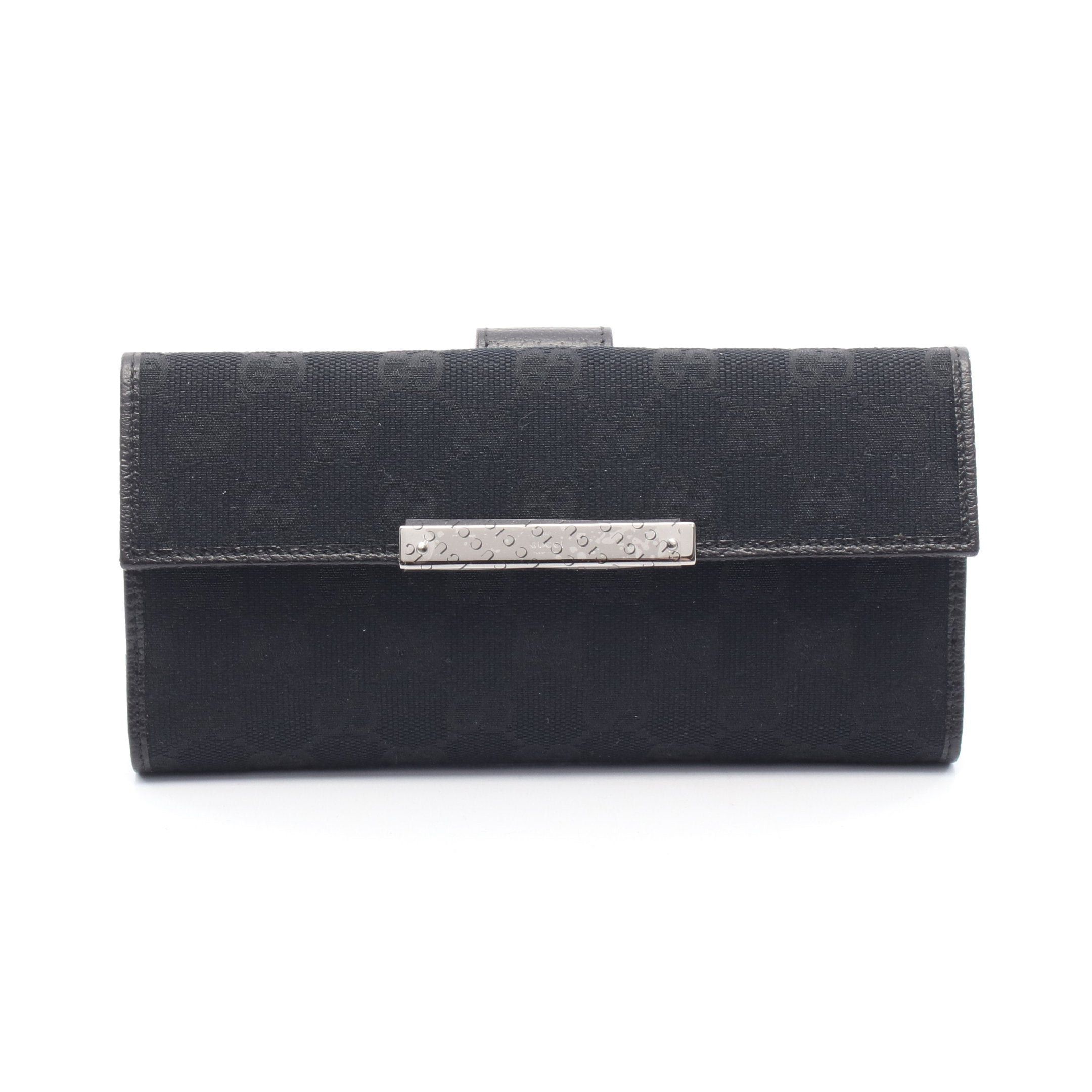 Gucci Gucci Gg Canvas Double Hook Wallet Leather Black Size ONE SIZE - 1 Thumbnail