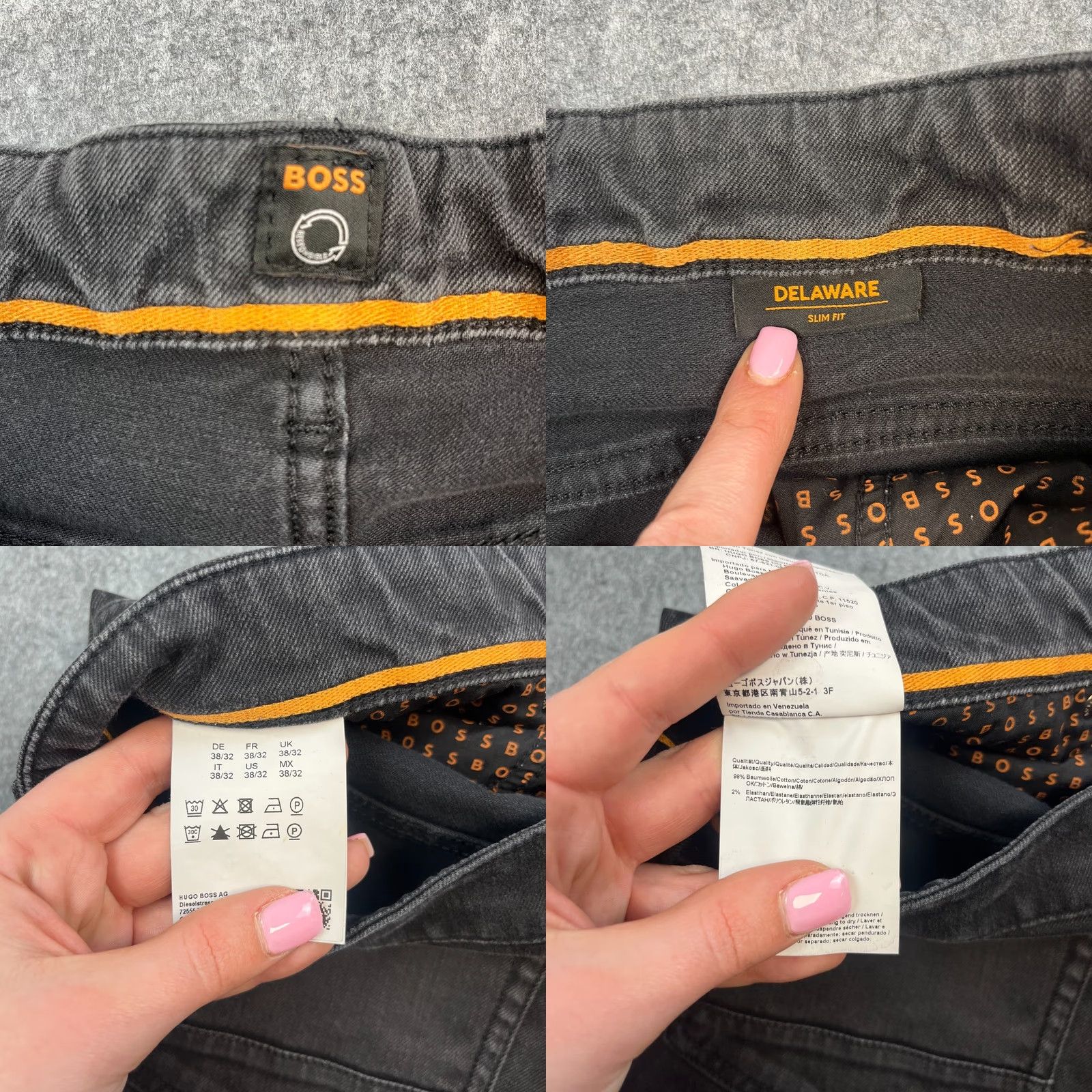 Hugo Boss HUGO BOSS Denim Jeans Slim Fit 38 32 Black Dark Wash Delaware BC-L-C Jeans Mens Slim Fit 38 waist - No extra text Size US 38 / EU 54 - 8 Thumbnail