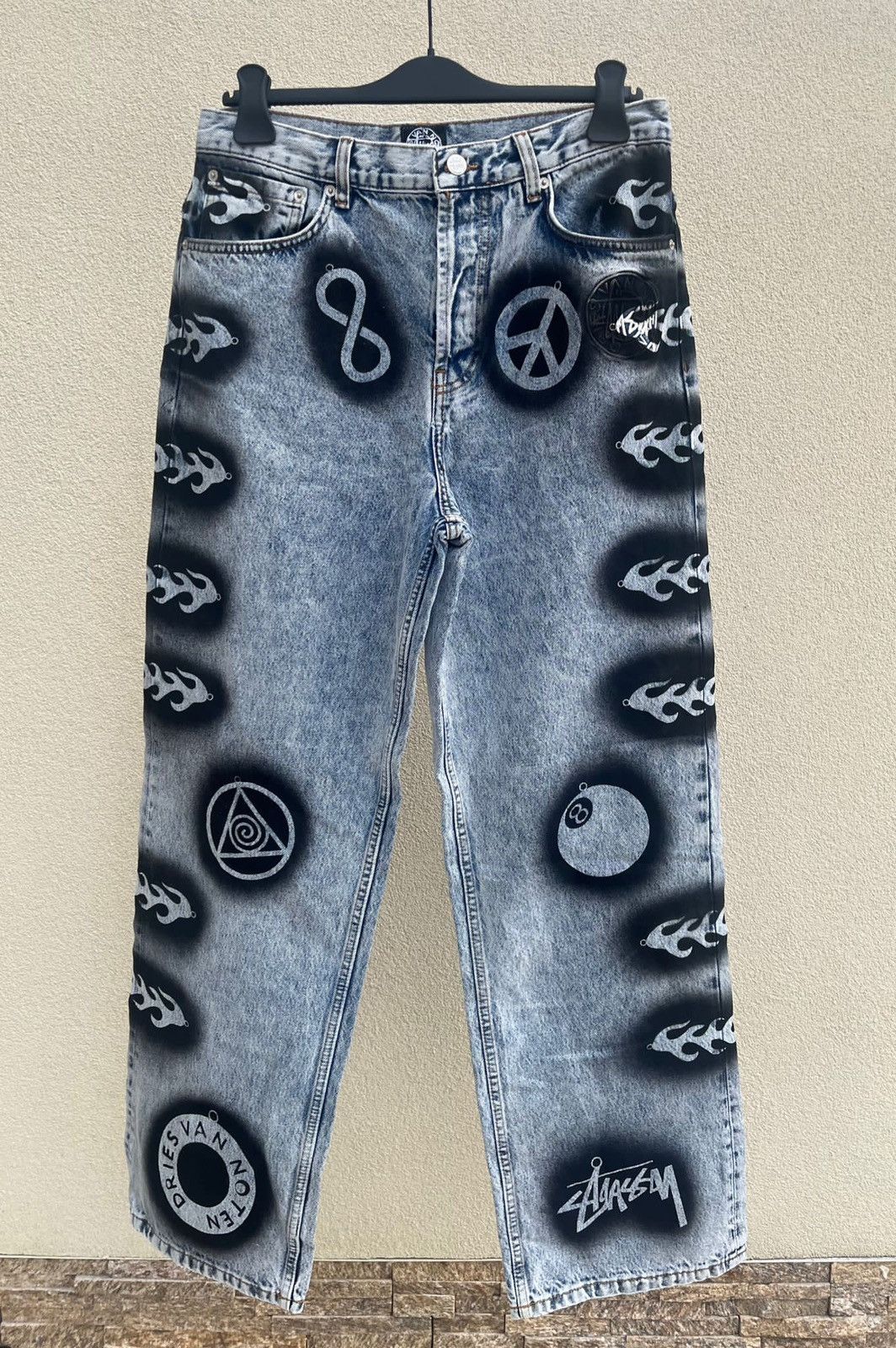 Dries Van Noten × Stussy Stencil Denim in Light Blue Size US 38 / EU 54 - 20 Thumbnail