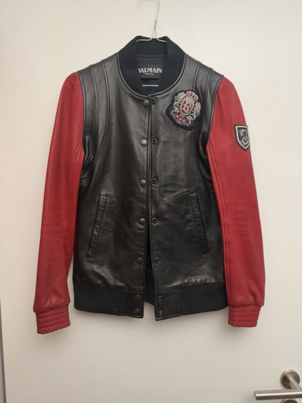 890美品  BALMAIN  レザージャケット L 赤紫 Balmain RARE Xavier De Rosnay SS11 Balmain Red Leather Teddy