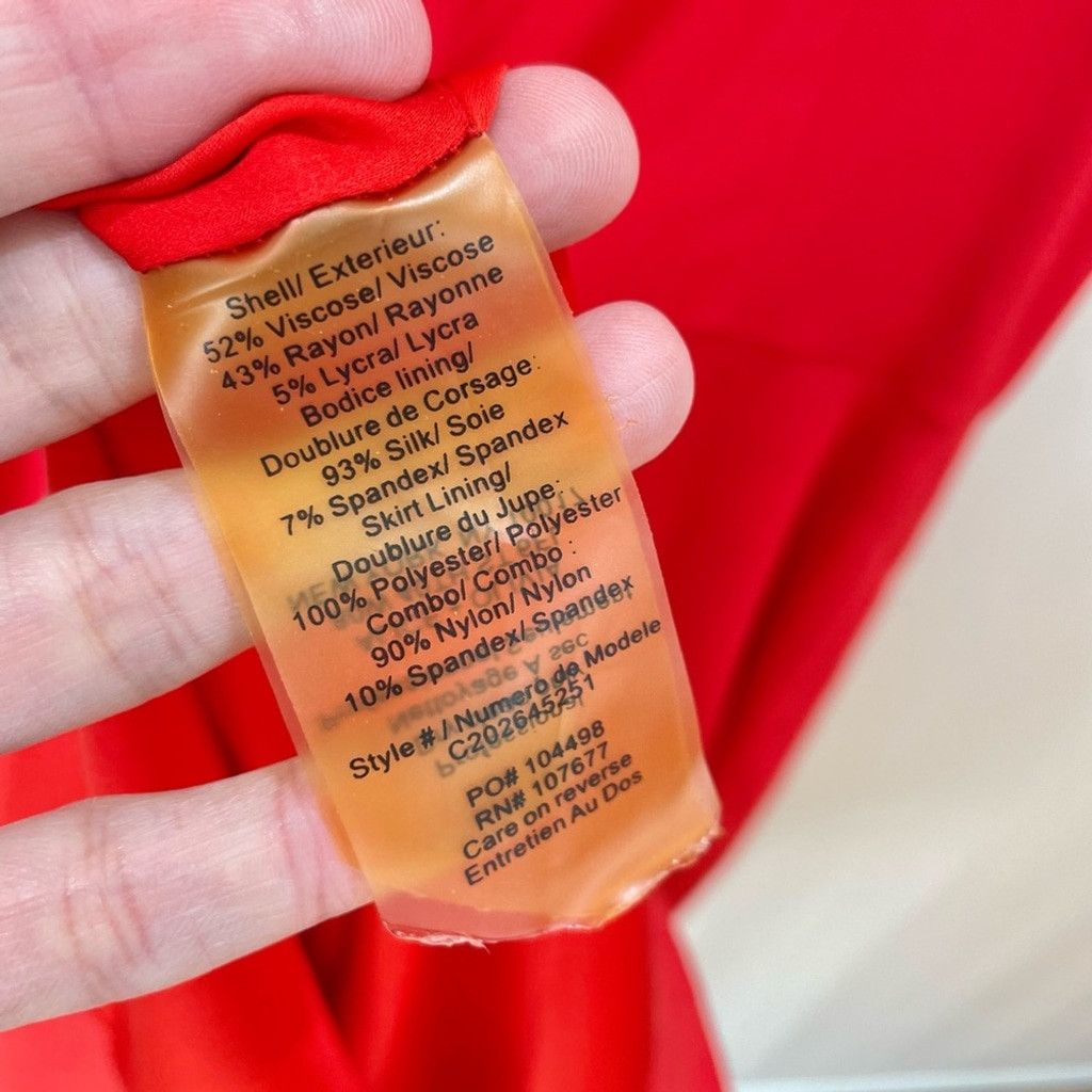 Alice + Olivia Alice + Olivia Red Draped Neck Side Ruched Mini Dress Size 6 Size M / US 6-8 / IT 42-44 - 8 Thumbnail