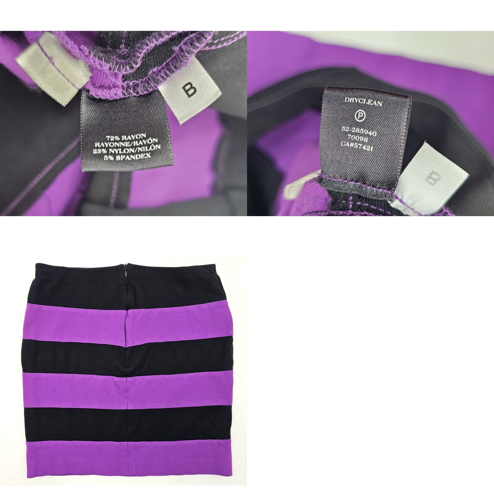 Ann Taylor VINTAGE Ann Taylor Skirt Womens 4 Knee Length Black Purple Stretch Pencil 30x17 EUC Size 27" / US 4 / IT 40 - 8 Thumbnail