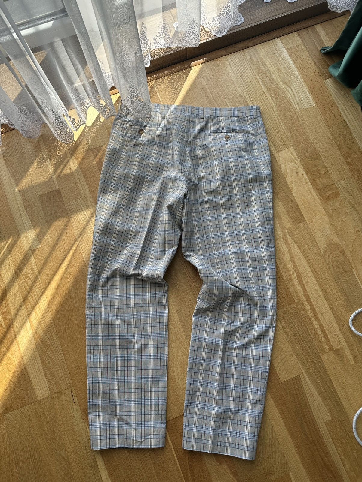 Etro × Vintage ETRO Plaid Gray Blue Wool Blend Dress Pants Made In Italy Size US 42 / EU 58 - 3 Thumbnail