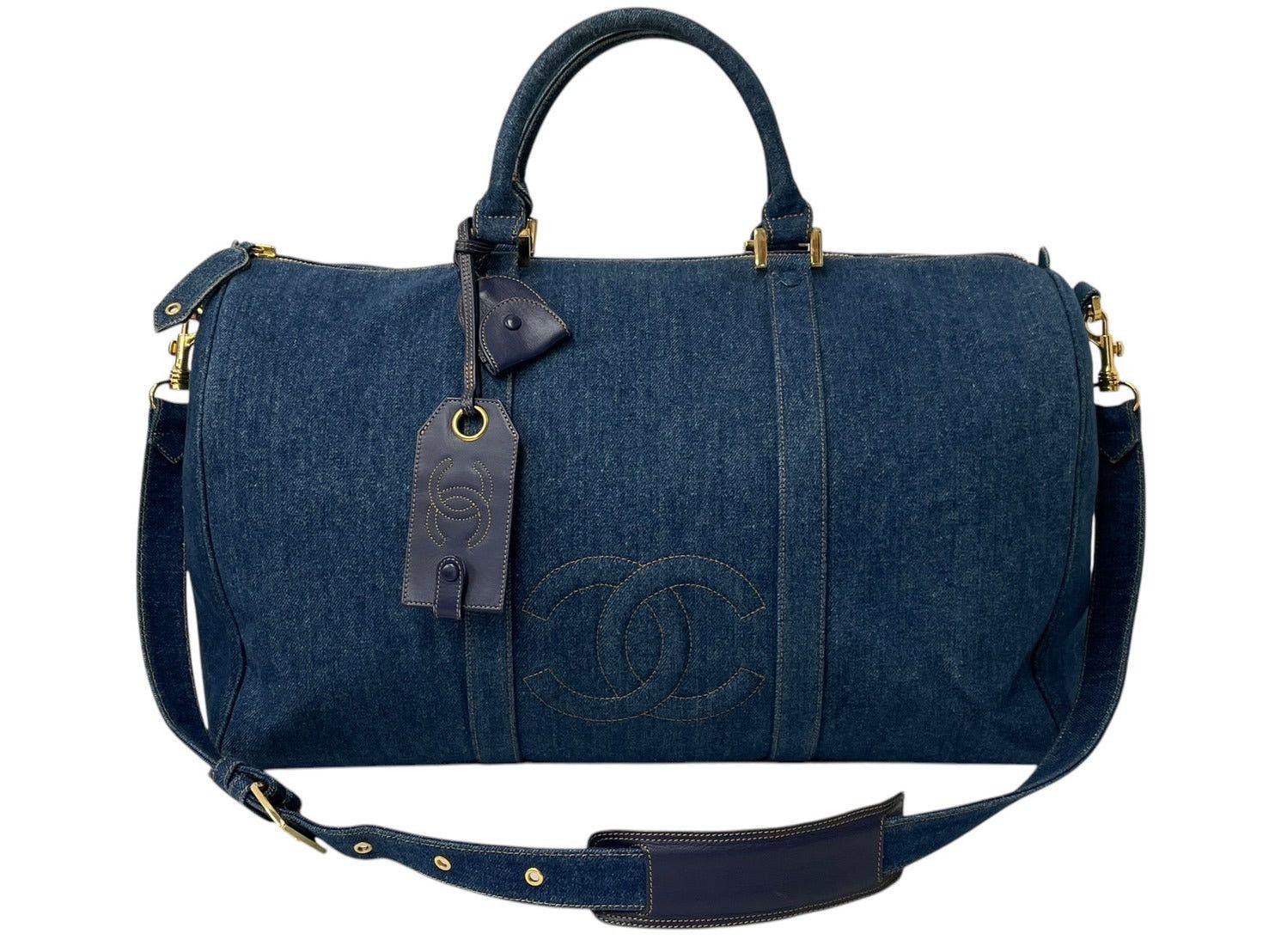 Chanel Boston Bag Shoulder Bag 2Way Coco Mark in Blue, Men's