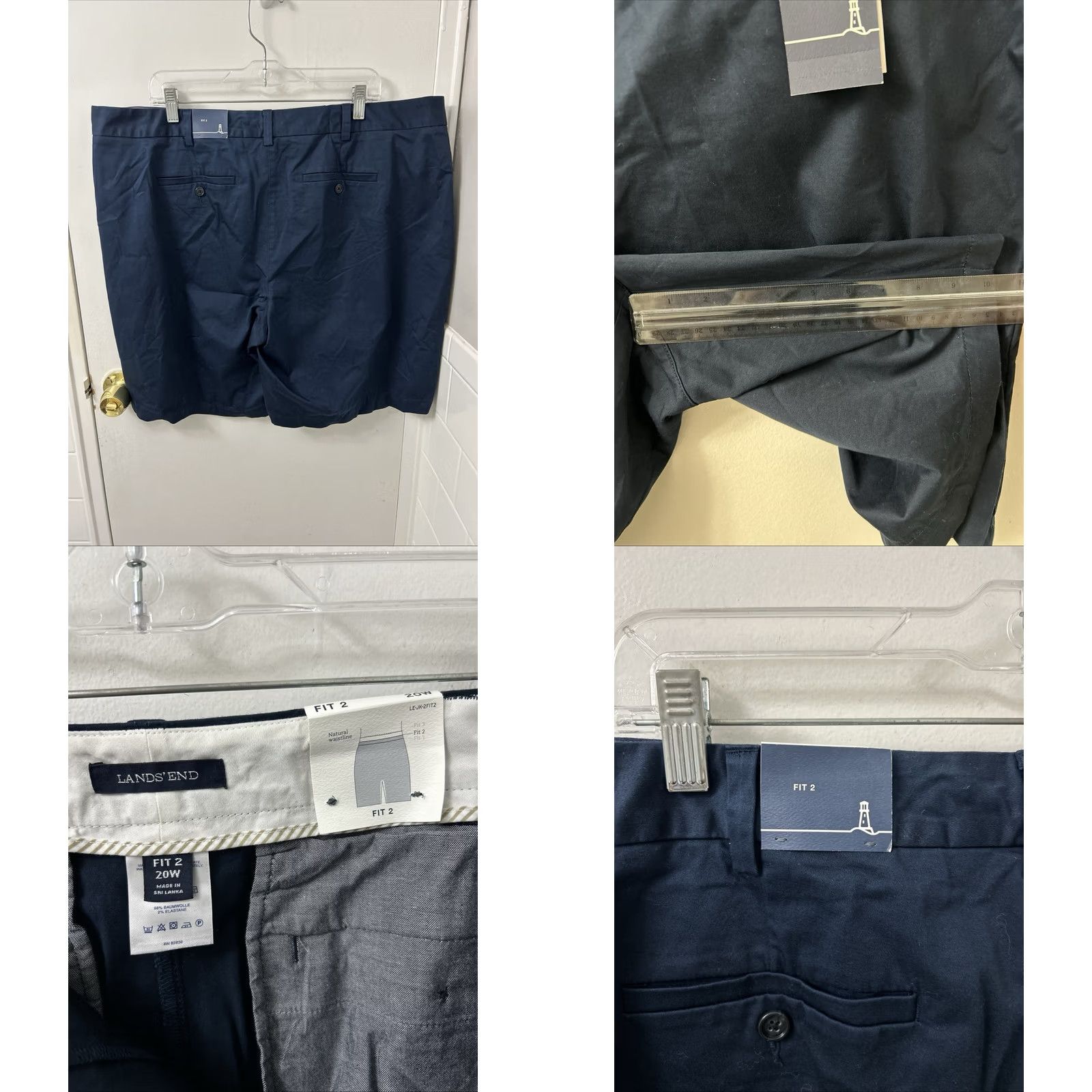 Lands' End Lands' End Fit 2 Chino Shorts Womens 20W Navy 10" Inseam NWT 5 MSRP Size 42" / US 20 - 8 Thumbnail