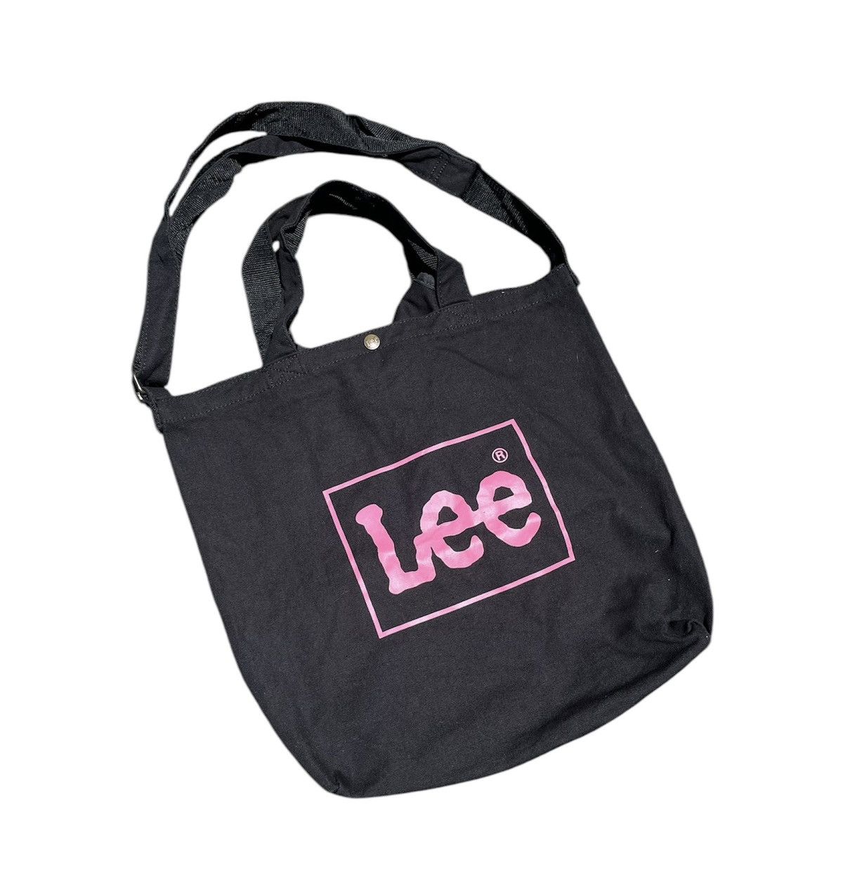 Black Lee Tote Bag With Pink Logo, Men's