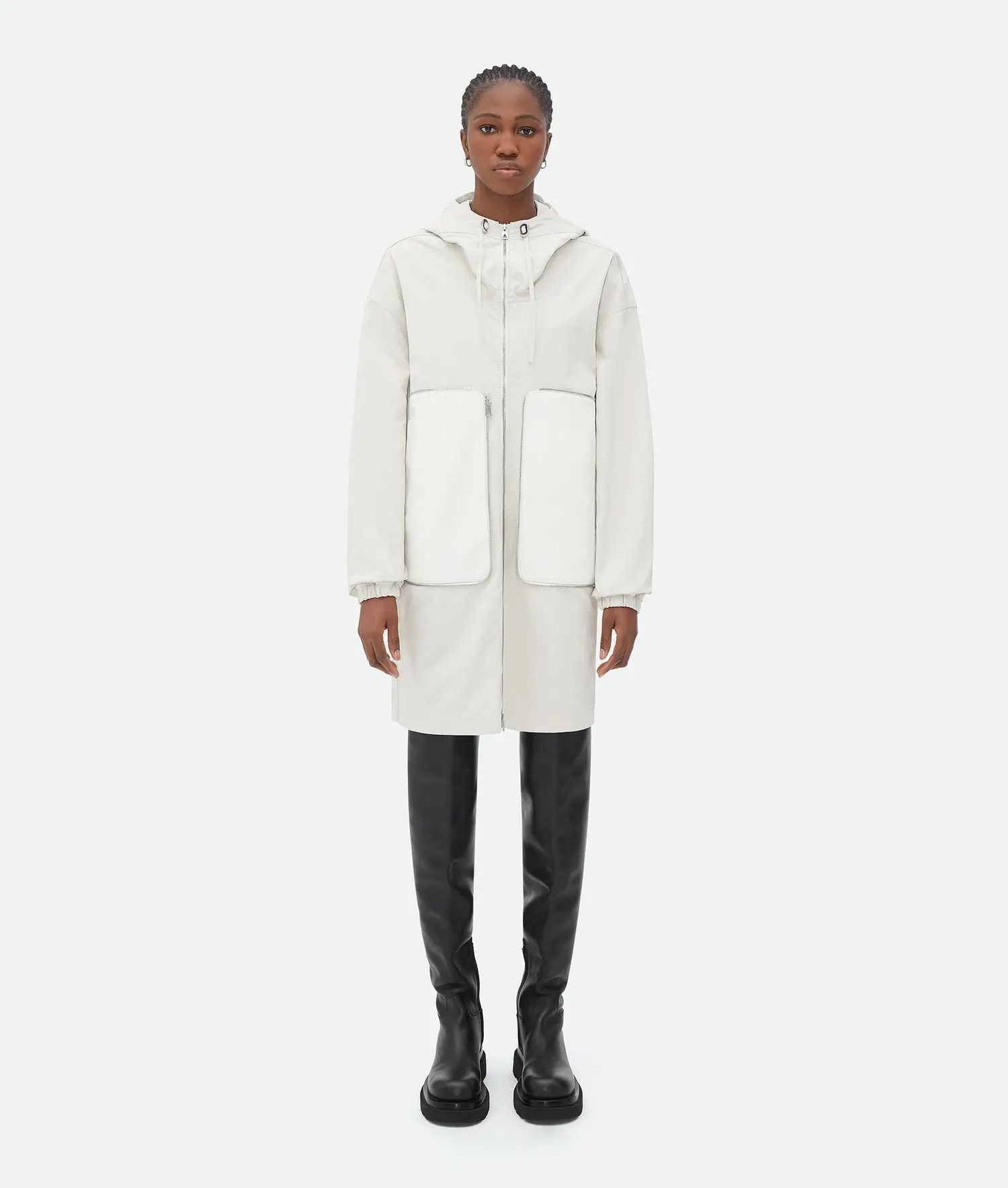 Bottega Veneta o1bcso1str0725 Packable Nylon Parka in White Size XS / US 0-2 / IT 36-38 - 1 Thumbnail