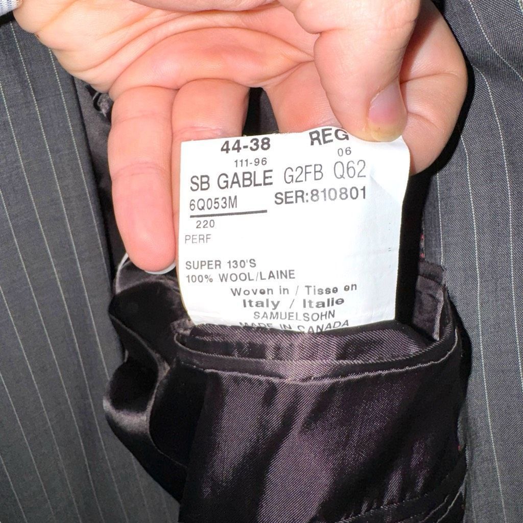 Samuelsohn Samuelsohn Gable Gray Striped Super 130s Suit Size 44R Size 44R - 5 Thumbnail