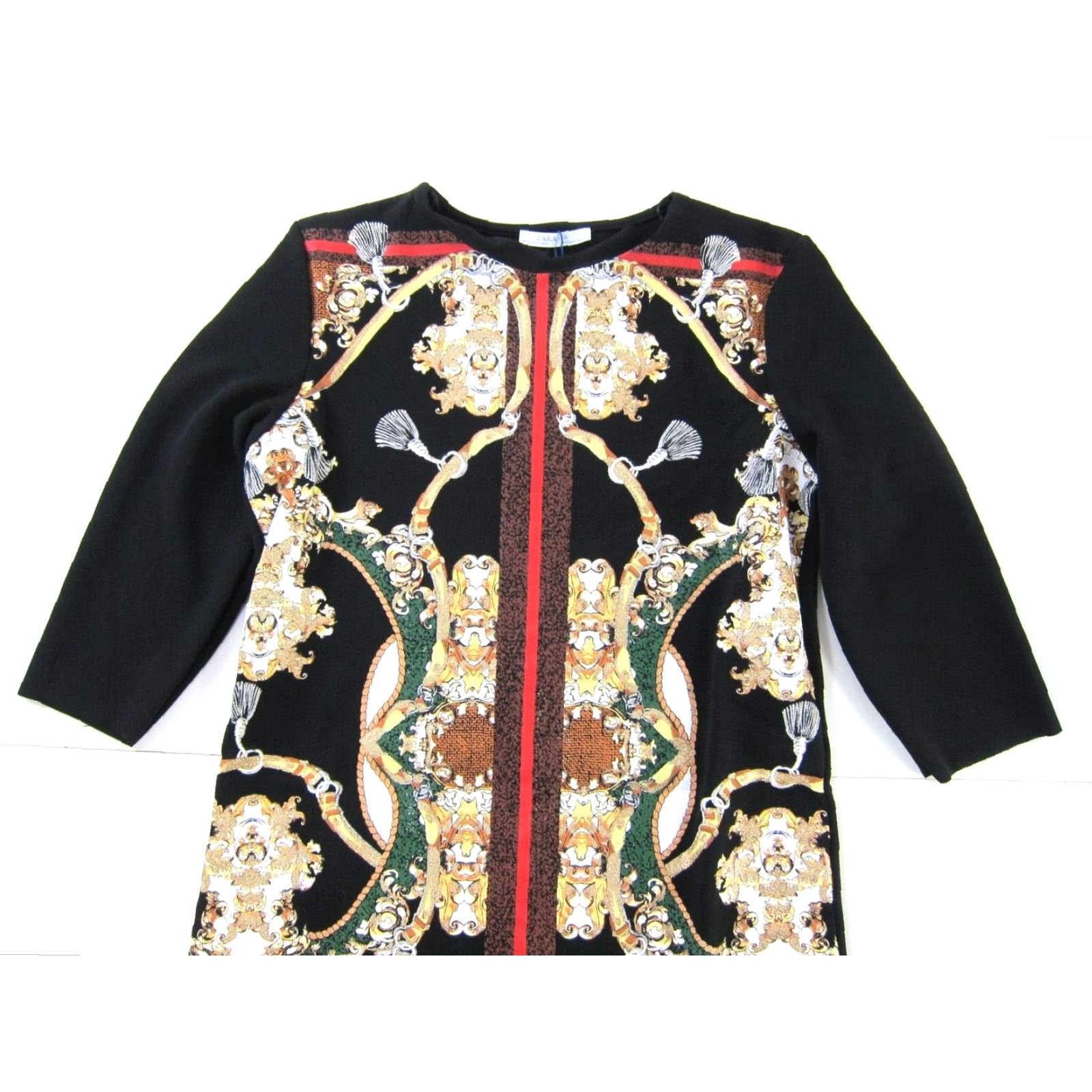 Zara VINTAGE Zara Dress 3/4 Sleeve Tunic Shift Black Paisley Stretch NWT Small Women Sh Size S / US 4 / IT 40 - 5 Thumbnail