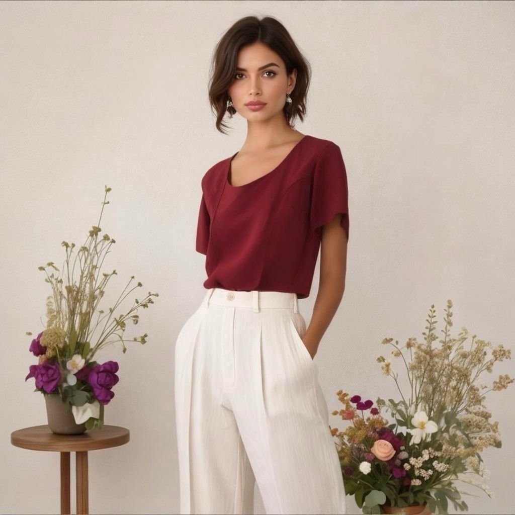 Vintage Vintage Satin Maroon Wine Cap Sleeve Top Women's Large Size L / US 10 / IT 46 - 1 Thumbnail