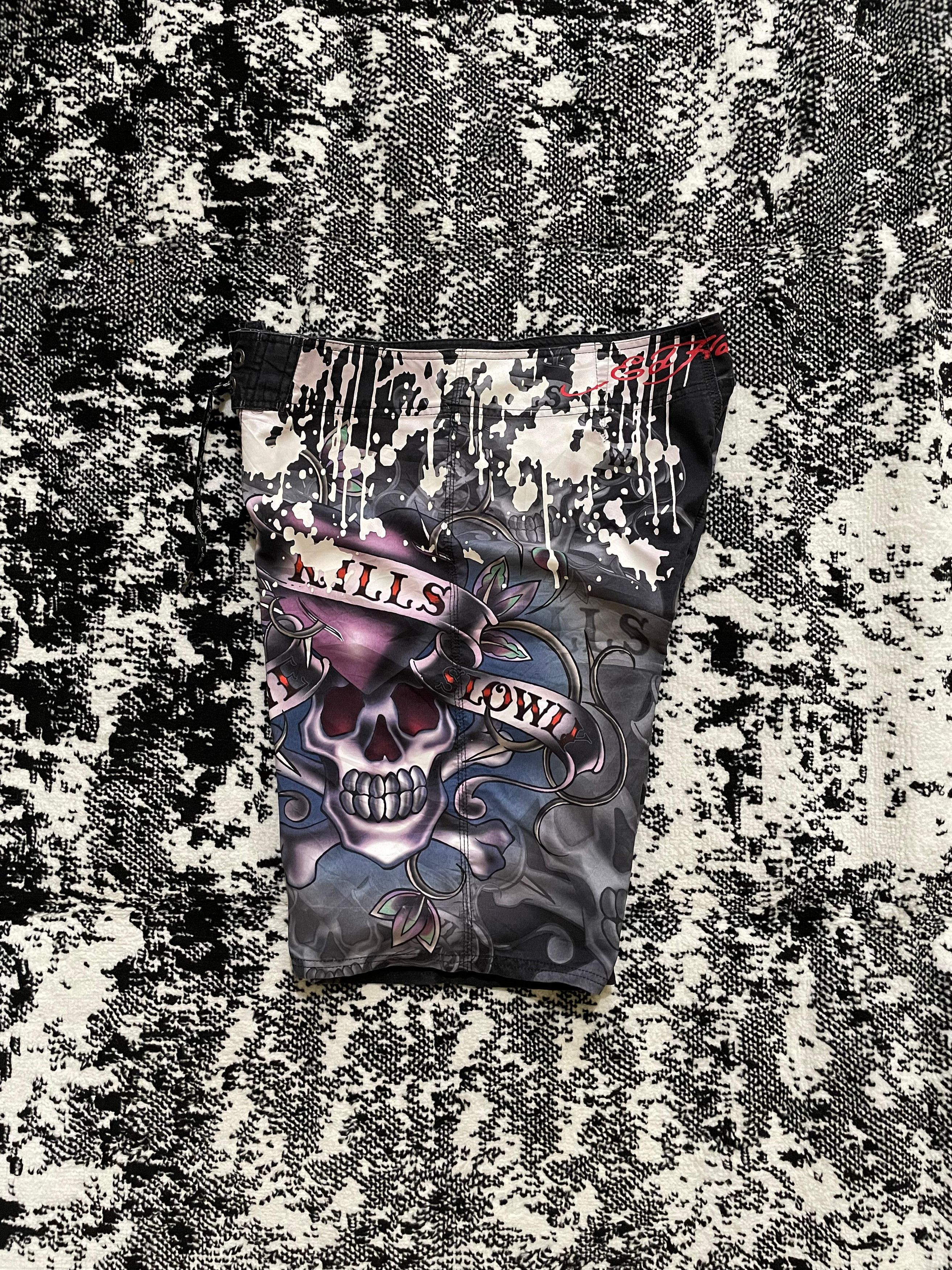 Ed Hardy Ed Hardy shorts black tattoo skull Size US 36 / EU 52 - 7 Thumbnail