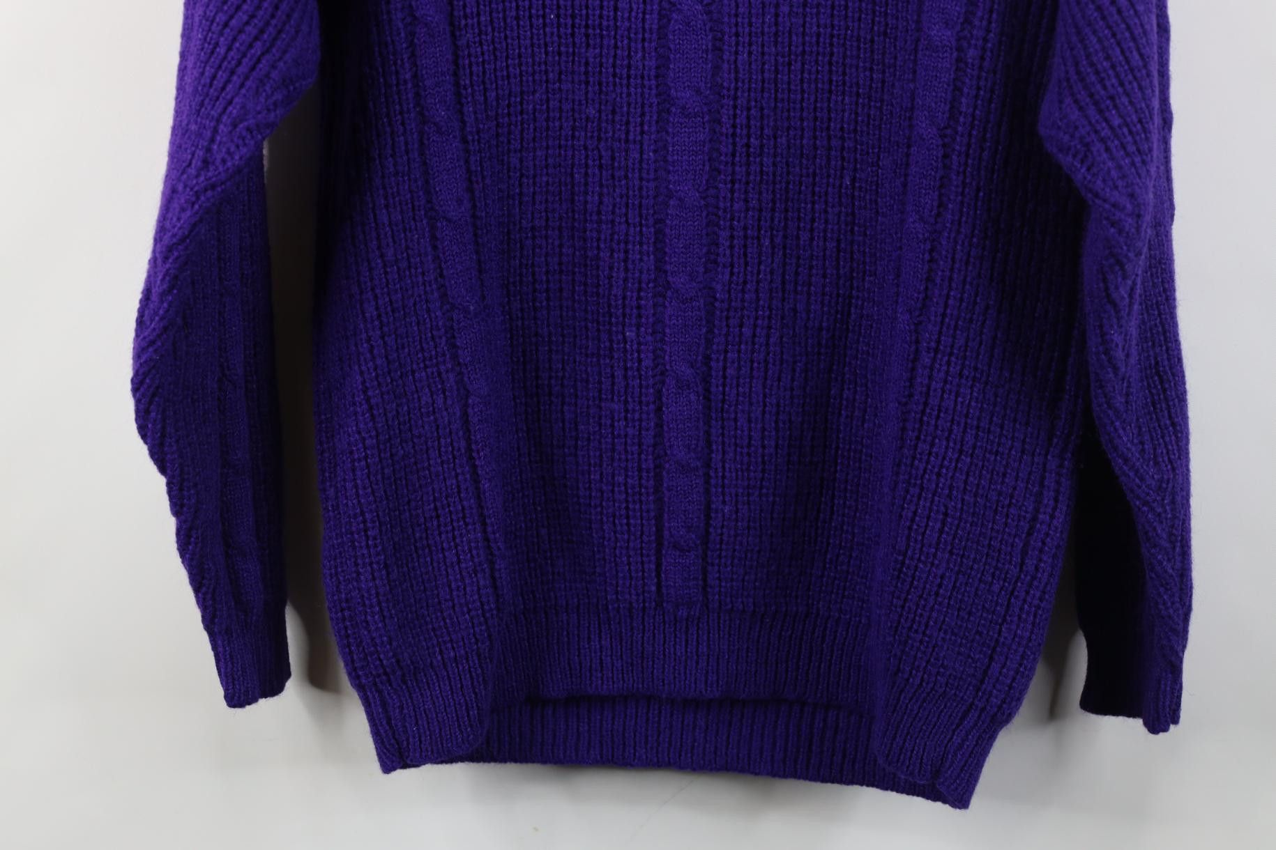 Vintage Vintage 90s Streetwear Ribbed Cable Knit Sweater Purple Size L / US 10 / IT 46 - 9 Thumbnail