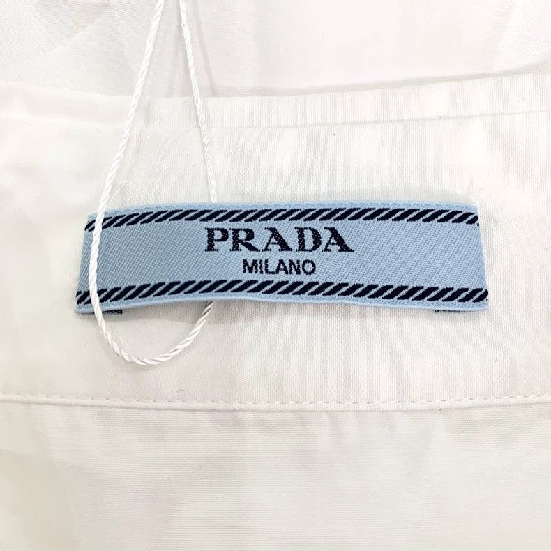 Prada Prada White logo letter print lapel single-breasted cotton Size US XXS / EU 40 - 6 Thumbnail