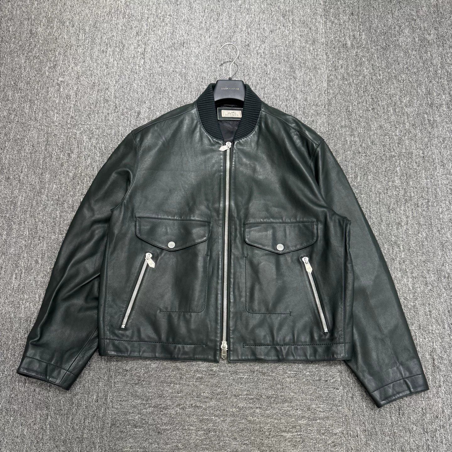 Hermes hermes dark green leather jacket Size US XXL / EU 58 / 5 - 1 Thumbnail