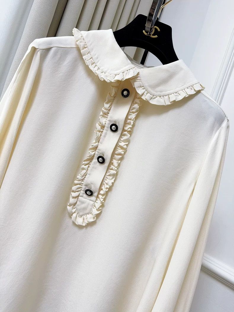 Chanel Chanel 18B beige ruffled doll collar mulberry silk shirt Size XS / US 0-2 / IT 36-38 - 8 Thumbnail