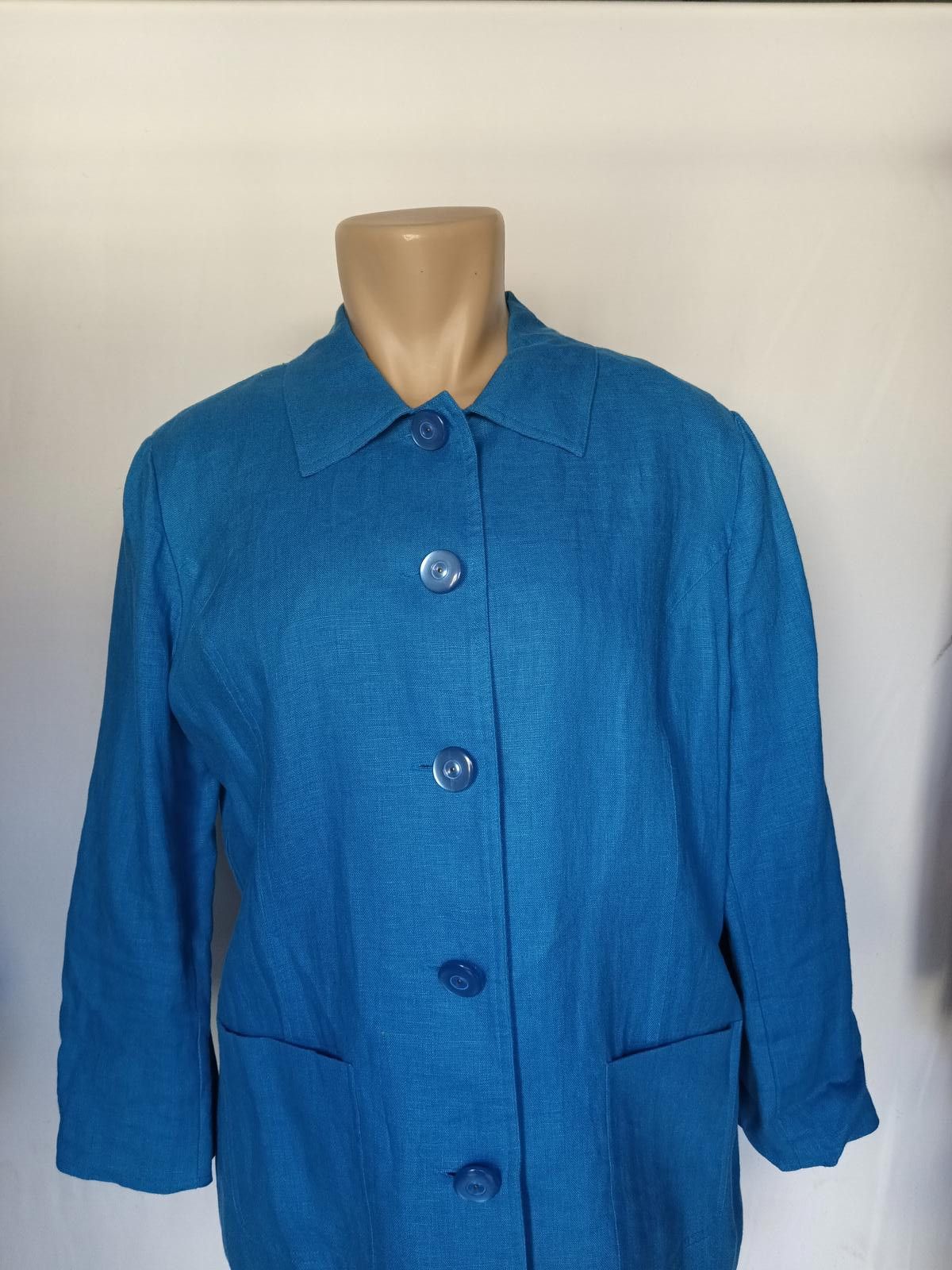 Designer JM Collection Petite Button-Up Jacket in Bright Blue Size L / US 10 / IT 46 - 2 Thumbnail