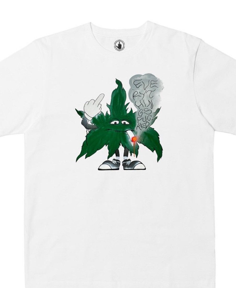 image of Ineverheardofyou 4/20 Weed Leaf T-Shirt in White, Men's (Size Large)