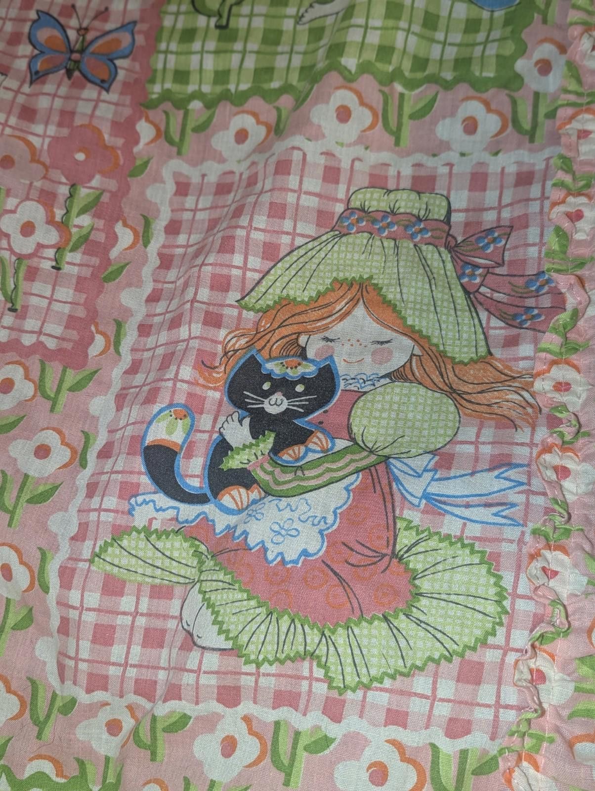 Sears VTG 70s Sears Pink Holly Hobbie Twin Comforter w/Dust Ruffle Size ONE SIZE - 6 Thumbnail
