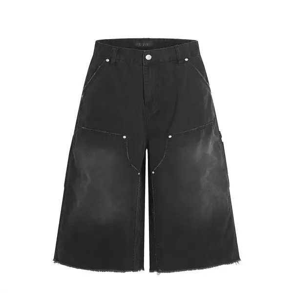 Japanese Brand VIBE Punk distressed men's loose cargo denim shorts Size US 32 / EU 48 - 1 Thumbnail