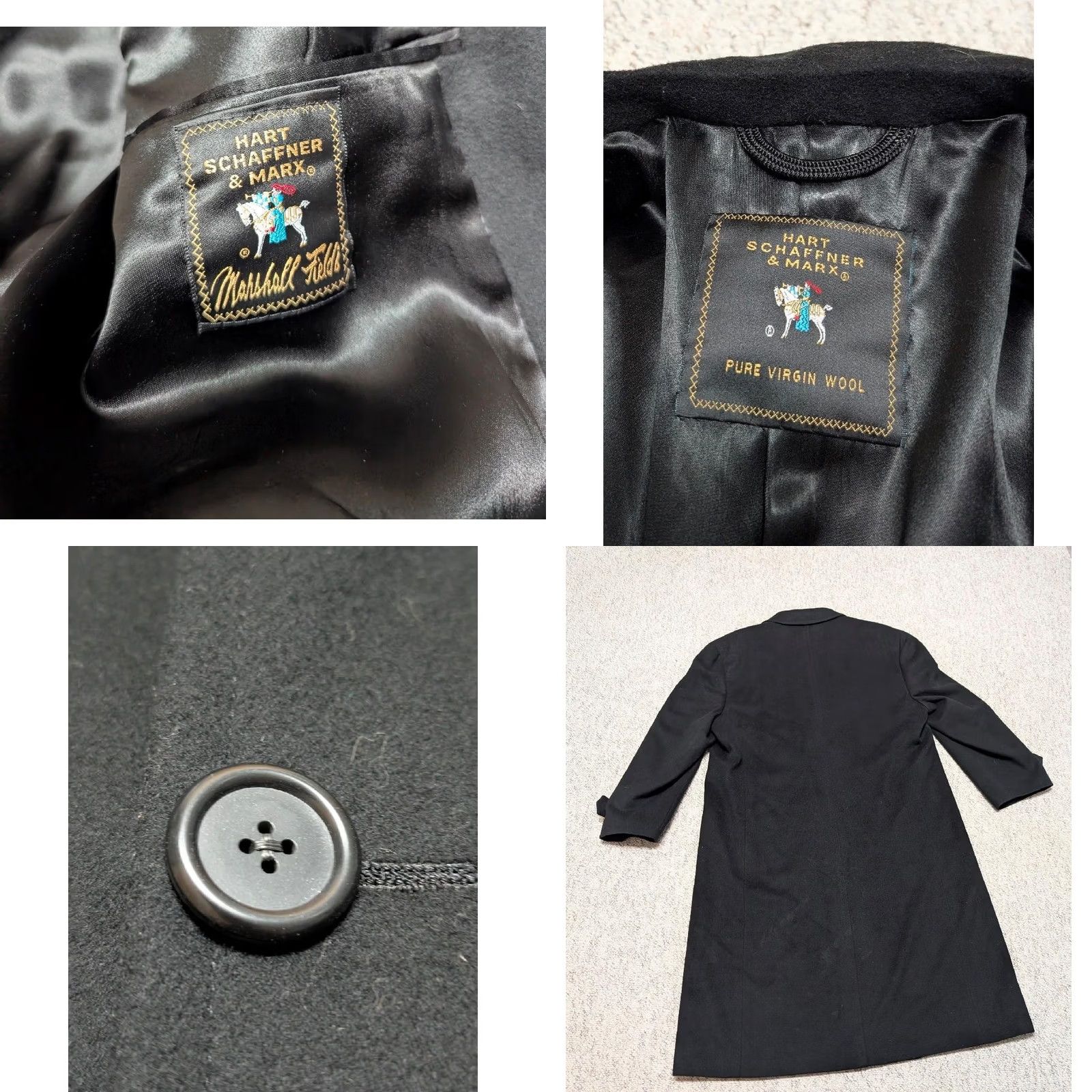Hart Schaffner Marx VINTAGE Hart Schaffner Marx overcoat Men 2XL Wool Virgin Wool Black Coat 48 Long 1940s 50s 60s Mens Size US XXL / EU 58 / 5 - 8 Thumbnail