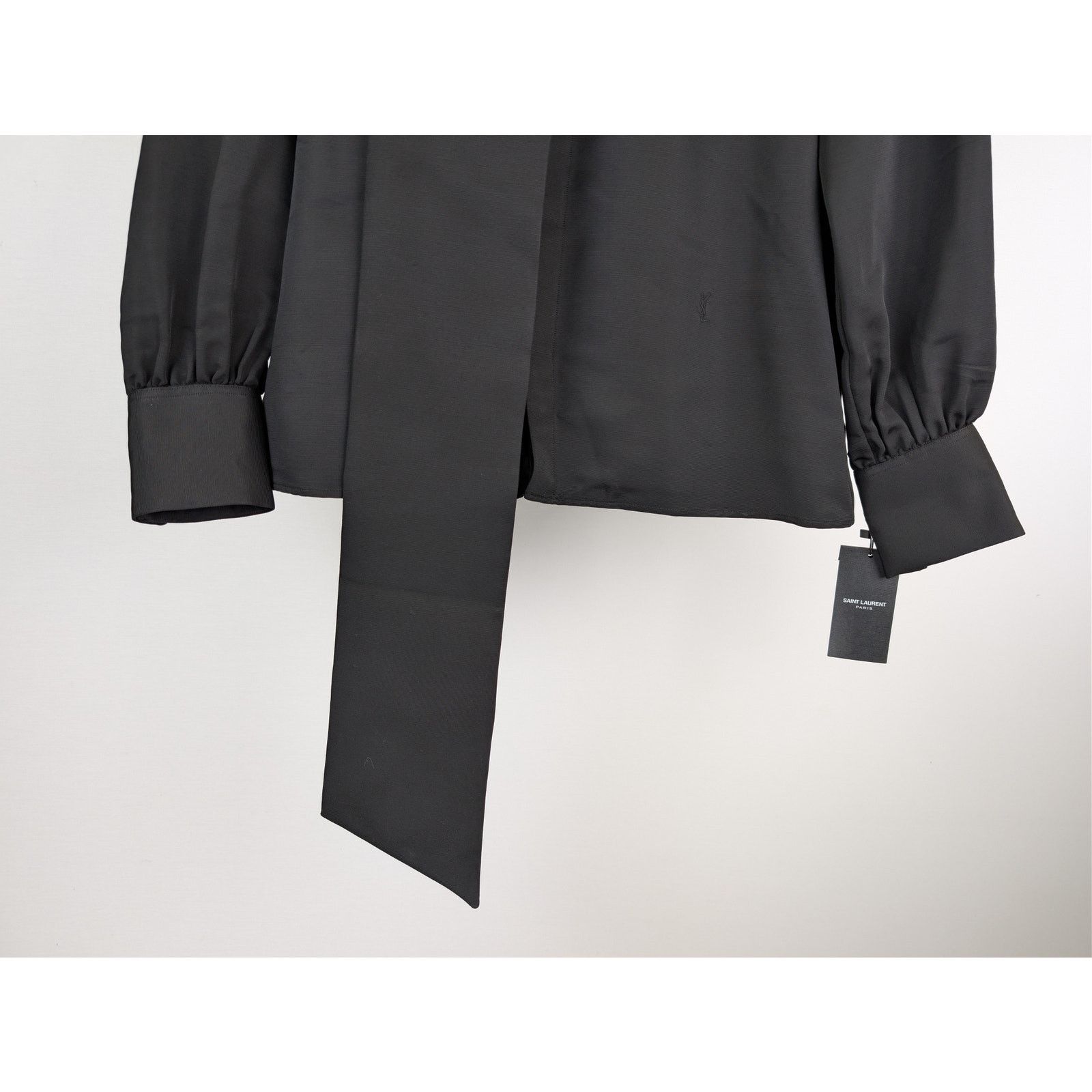 Saint Laurent Paris o1rshd1 Lavallière-Neck blouse Shirt in Black Size US M / EU 48-50 / 2 - 4 Thumbnail