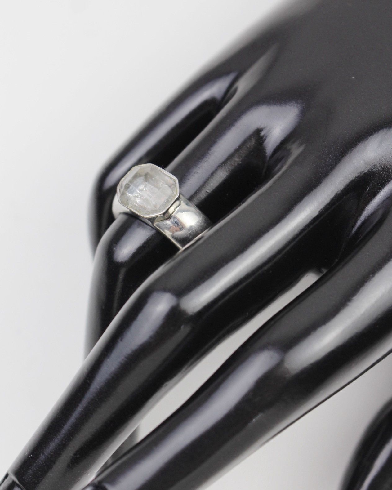 Vintage 2000S JAPANESE MADE CHUNKY RING WITH CLEAR HEXAGON STONE Size ONE SIZE - 2 Thumbnail