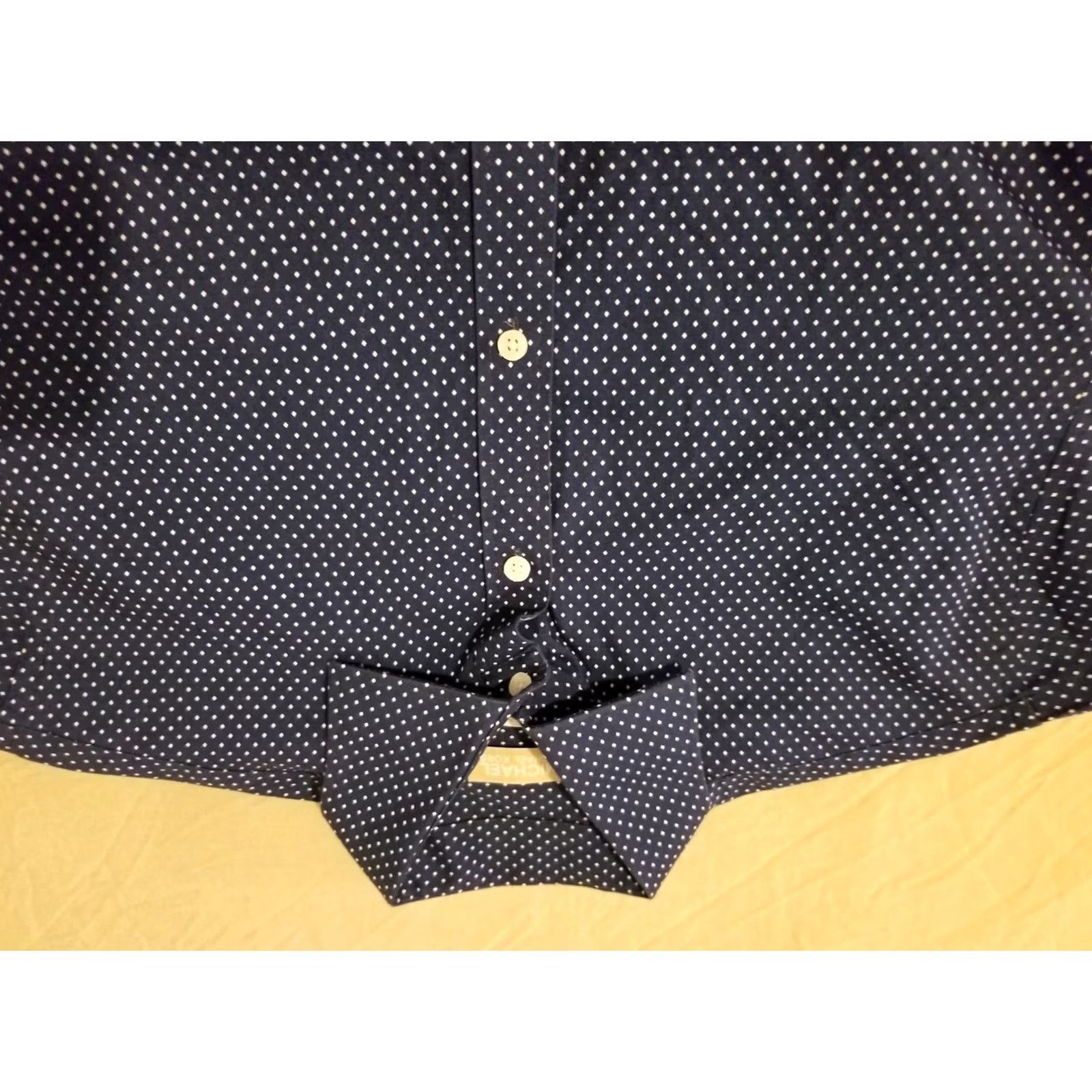 Michael Kors Michael Kors Mens Dress Shirt 15 1/2 32 33 Slim Navy Blue Button Cotton Size 42R - 2 Thumbnail