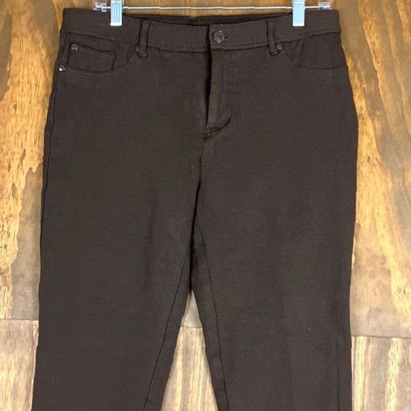Vintage Chicos Womens Pants Brown Mid Rise Jeggings Stretch 1.5 Short MP Petite Regular Tailored Casual Workwear Women Pants Jegging Size 32" / US 10 / IT 46 - 2 Thumbnail