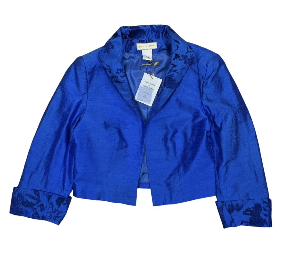 Designer Paule Vasseur Silk Jacket Embroidered Details size FR46 Size XL / US 12-14 / IT 48-50 - 10 Thumbnail
