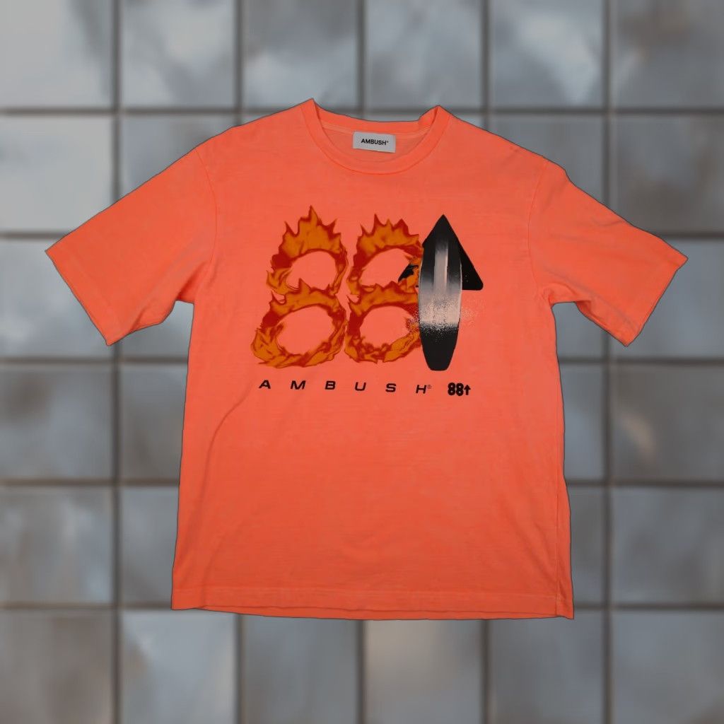 Vintage VINTAGE AMBUSH Shirt Mens Medium Neon Orange Flaming 88 Graphic Tee Japan Streetwear Size US M / EU 48-50 / 2 - 1 Thumbnail