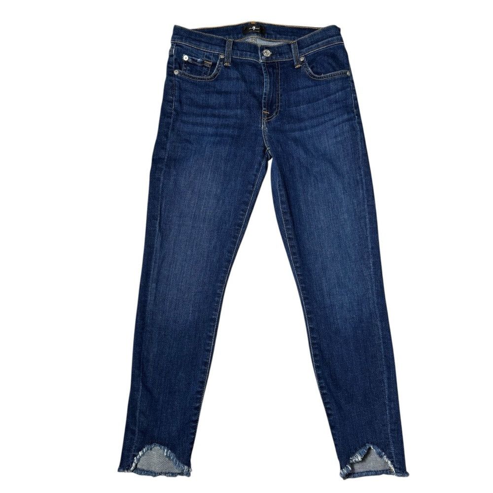 7 For All Mankind 7 For All Mankind Distressed Wave Raw Hem Ankle Skinny Jean Size 27" / US 4 / IT 40 - 2 Thumbnail