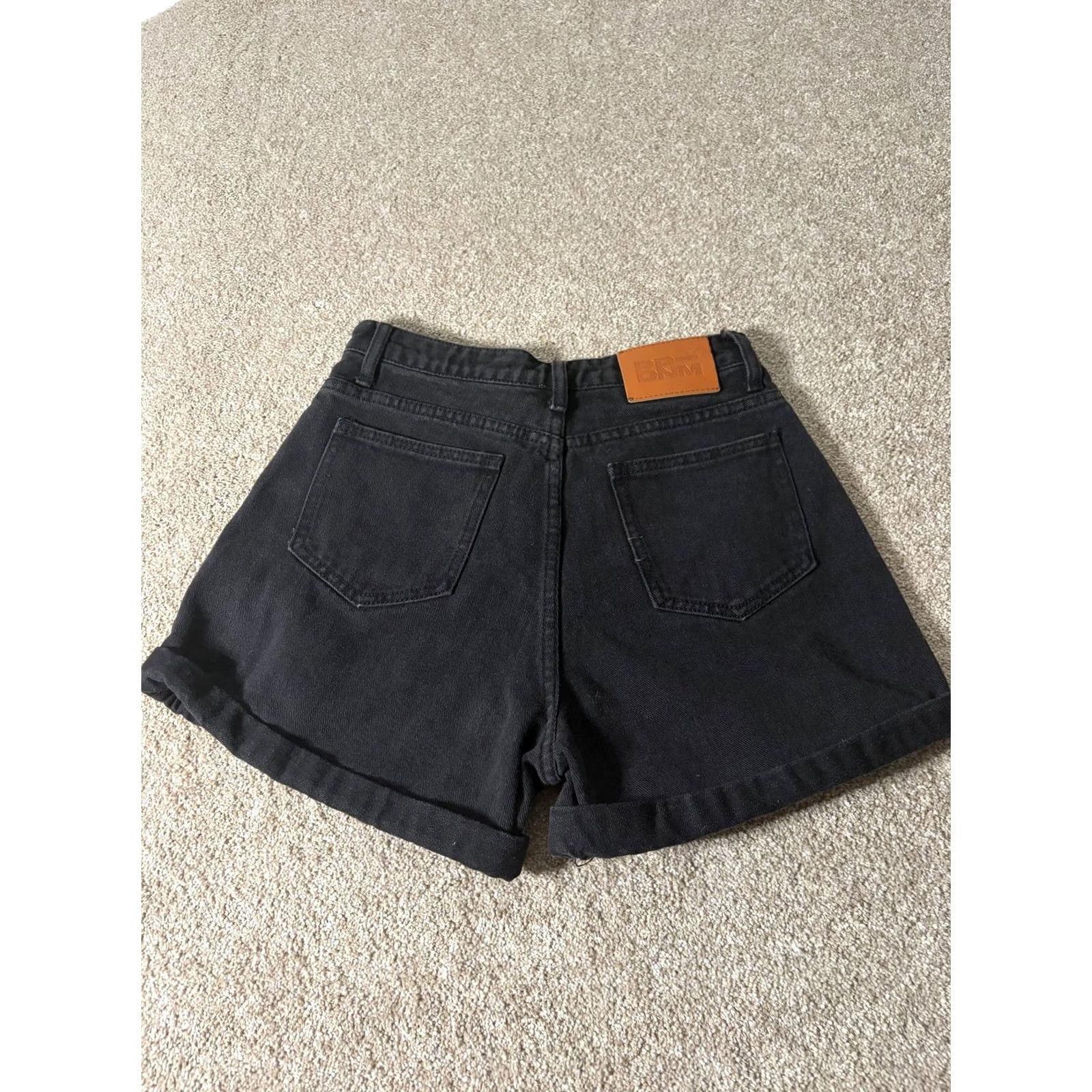 PRINCESS POLLY Princess Polly Shorts Womens 2 Black Denim High Rise Mom Relaxed Fit Cuffed Size 26" / US 2 / IT 38 - 6 Thumbnail