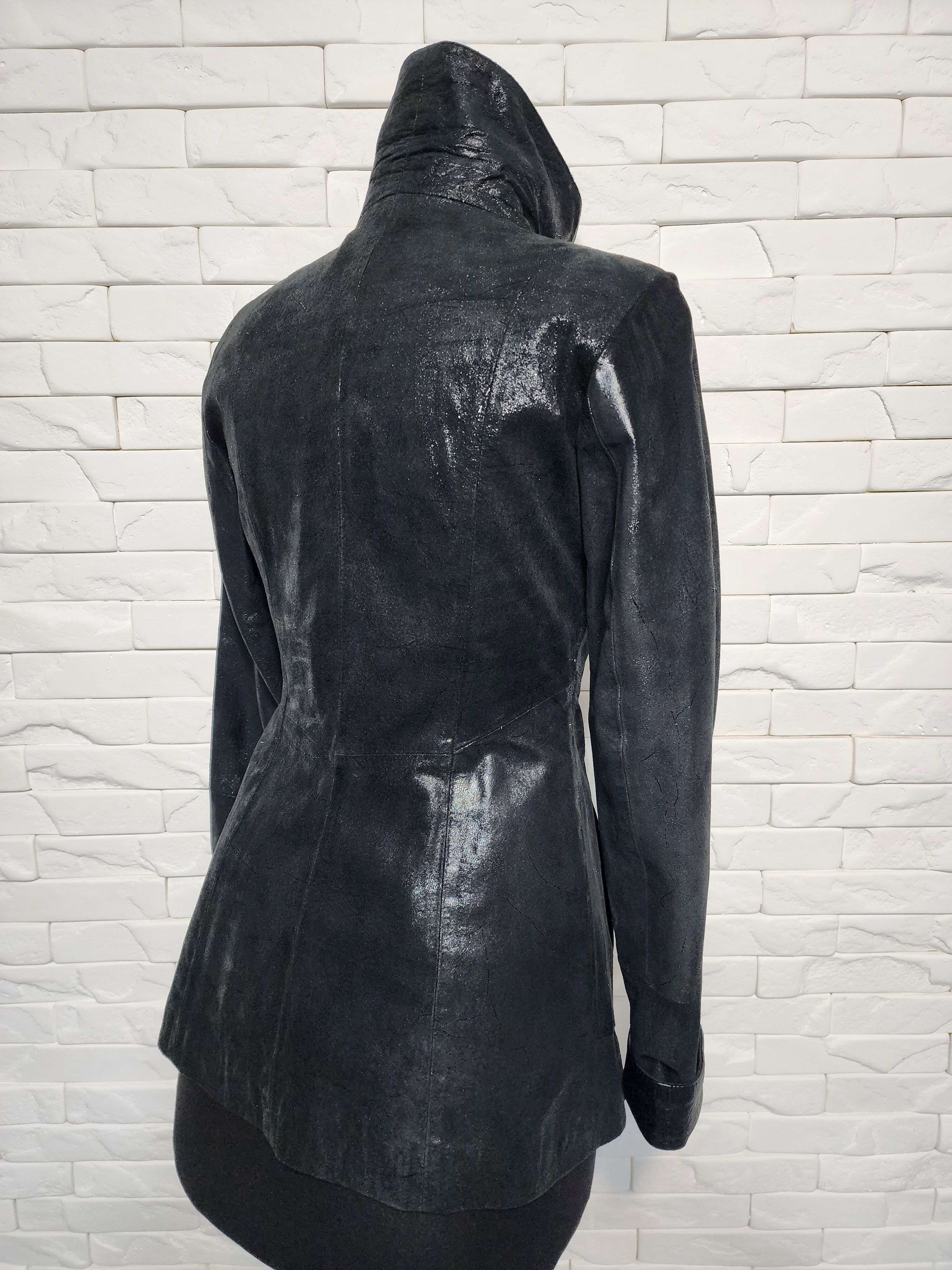 Designer Black Genuine Leather Jacket Size M / US 6-8 / IT 42-44 - 6 Thumbnail