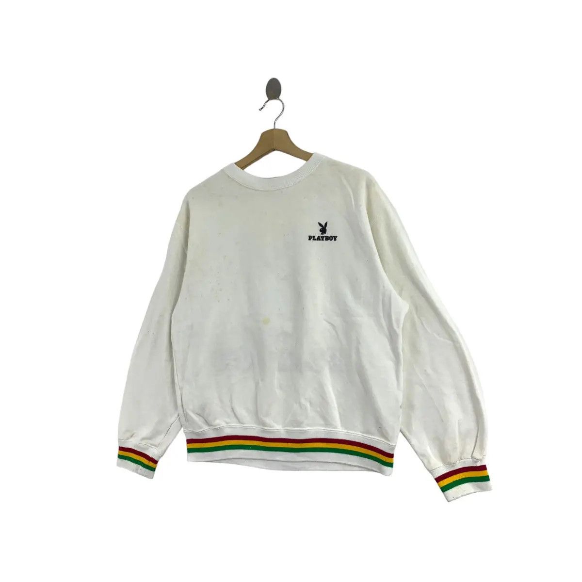 Playboy Vtg PLAYBOY MAGAZINE Rabbit Bunny Reggae Ringer Sweatshirt Size M / US 6-8 / IT 42-44 - 4 Thumbnail
