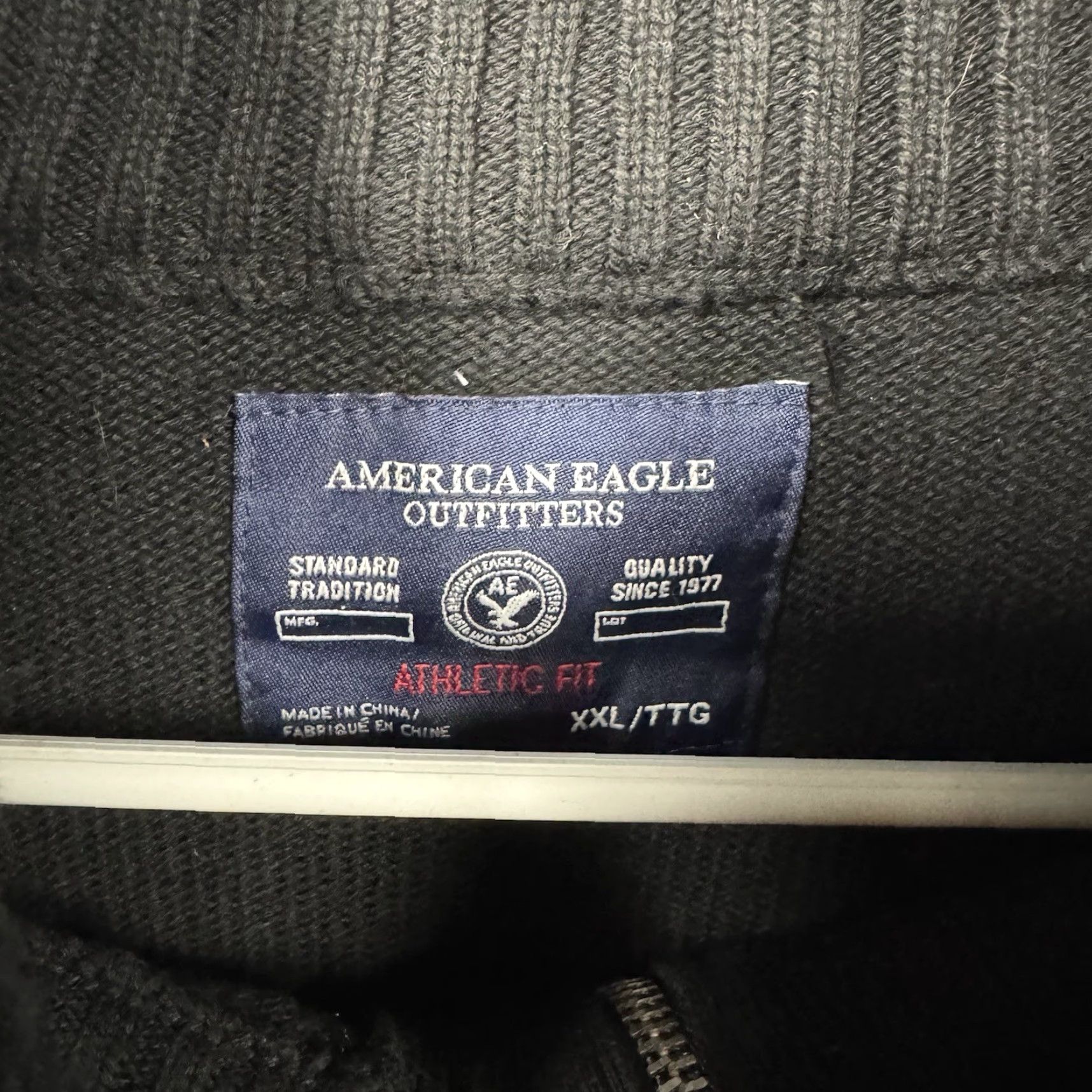 American Eagle Outfitters American Eagle Outfitters Sweater Men 2XL Black 100% Cotton Knit Pullover Long Sleeve Mock Neck Grandpacore Cozy Dark Academia Mens Size US XXL / EU 58 / 5 - 3 Thumbnail