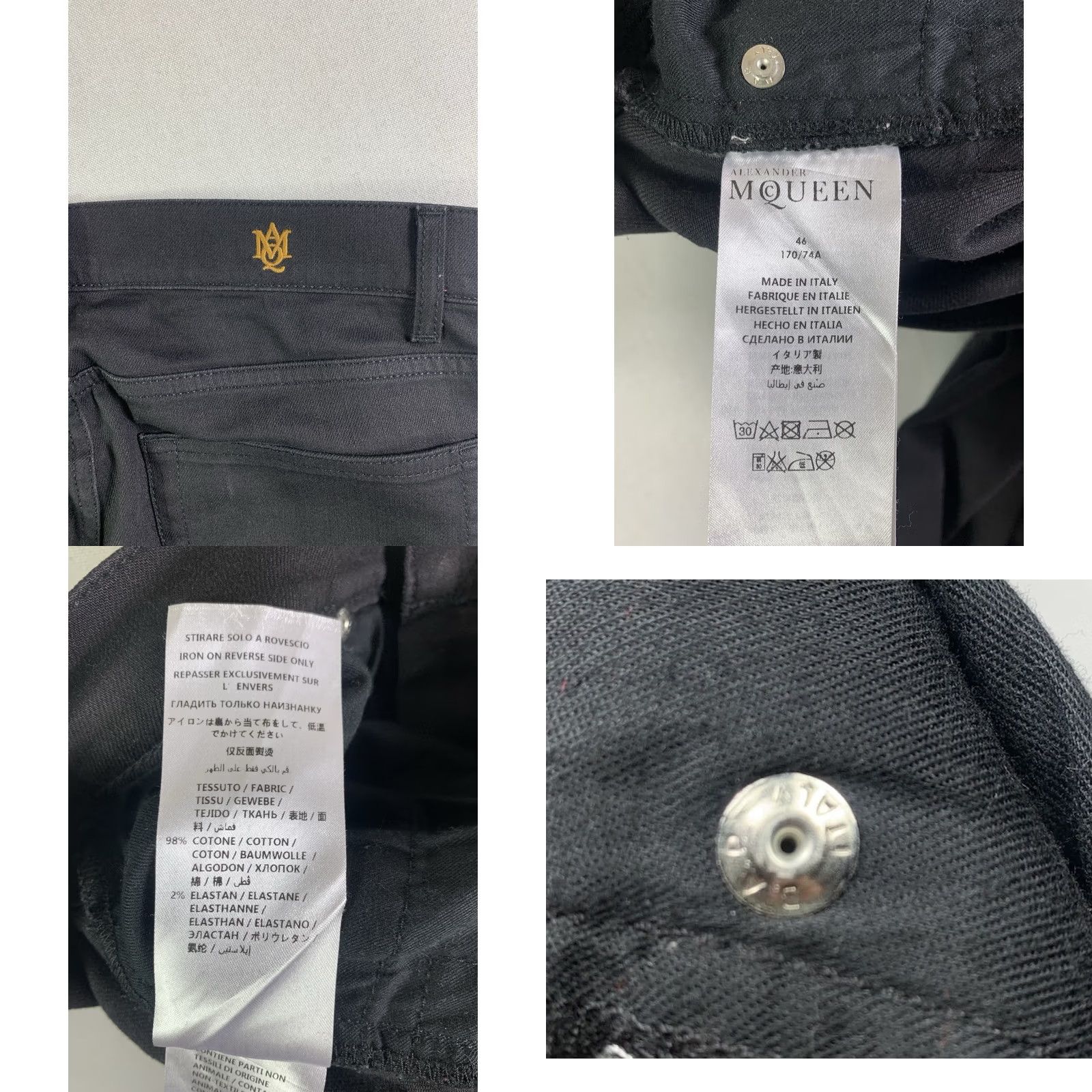 Alexander McQueen Alexander McQueen Black Slim Fit Jeans Women 32 Leather Stripe 5-Pocket Denim Inseam 33 Skinny Regular Size 46? Size 24" / US 00 / IT 34 - 8 Thumbnail