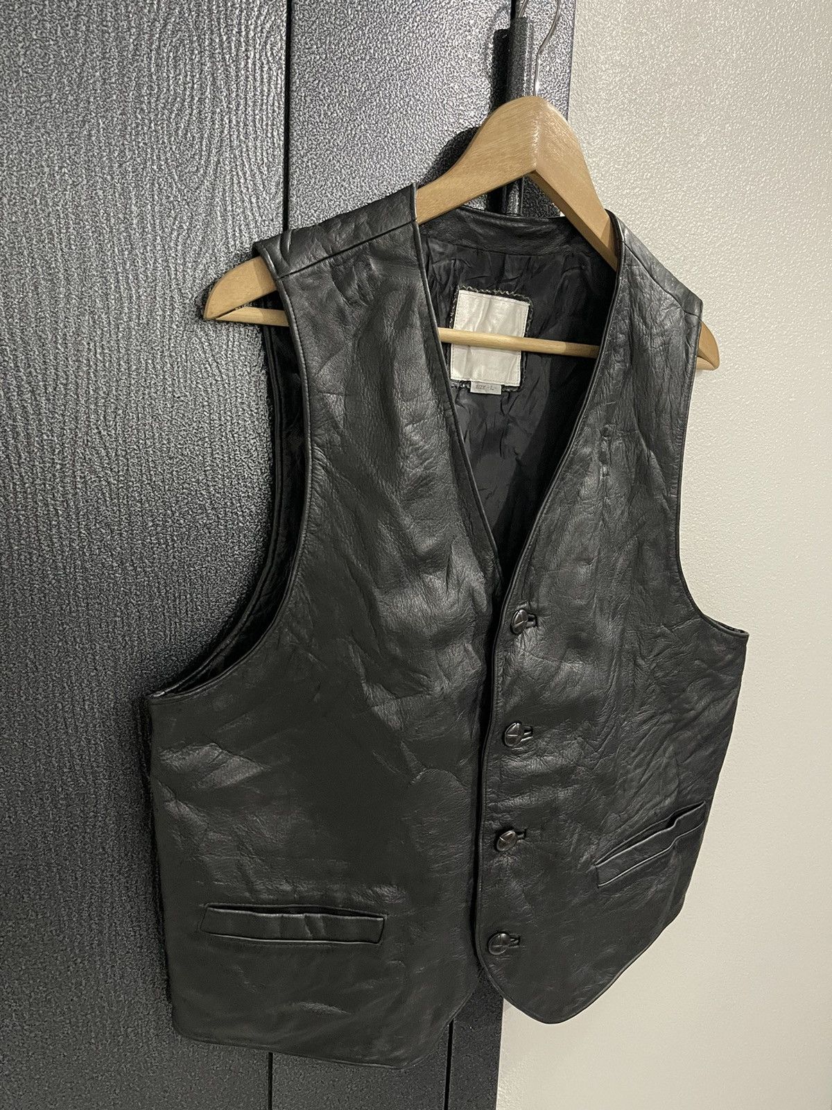 Leather × Vintage Vintage Seahop Pour Homme Cow Leather Vest Size US L / EU 52-54 / 3 - 3 Thumbnail