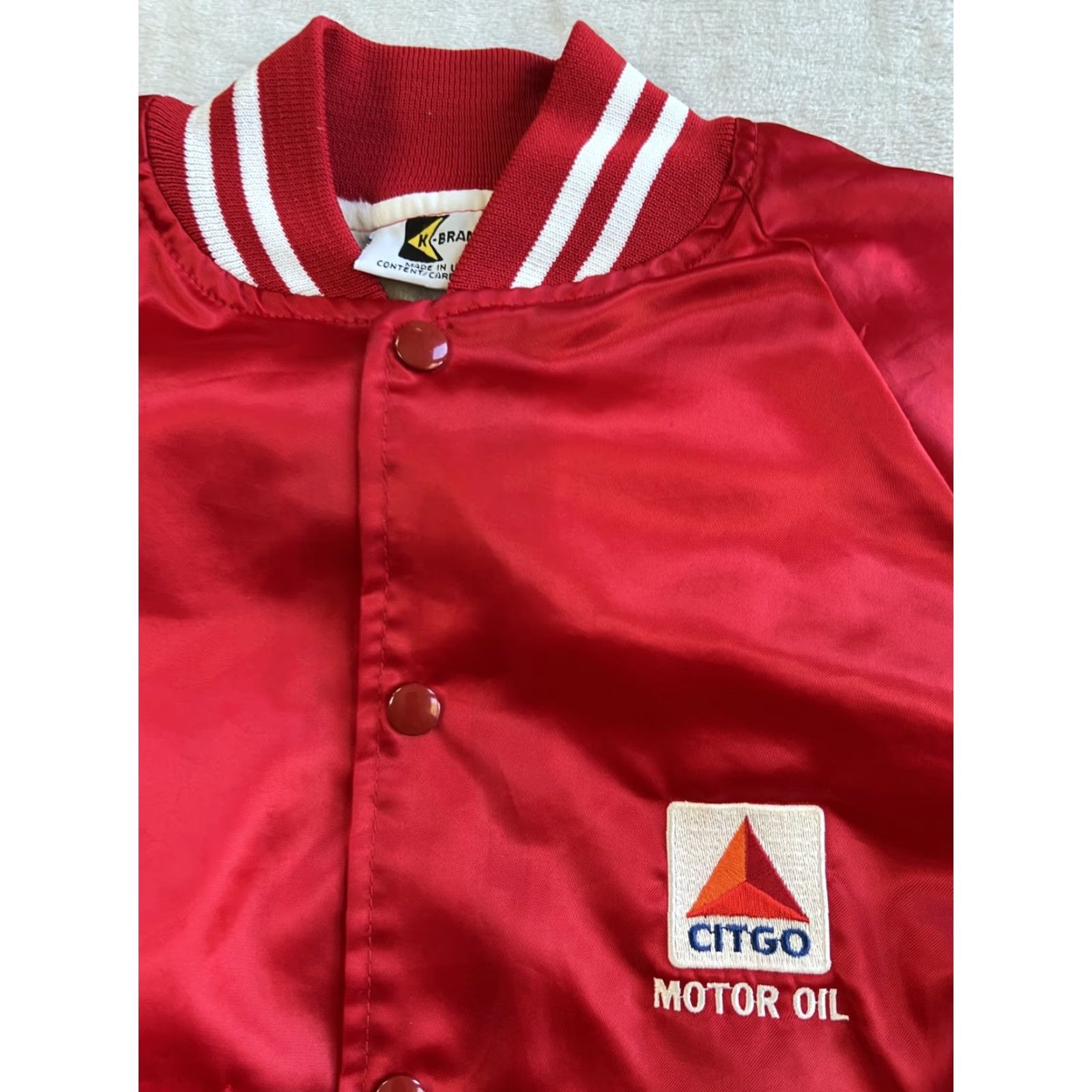 Vintage VINTAGE K-Brand Citgo Motor Oil Button Up Satin Jacket Mens Large Red 80s Bomber Jacket Size US L / EU 52-54 / 3 - 2 Thumbnail