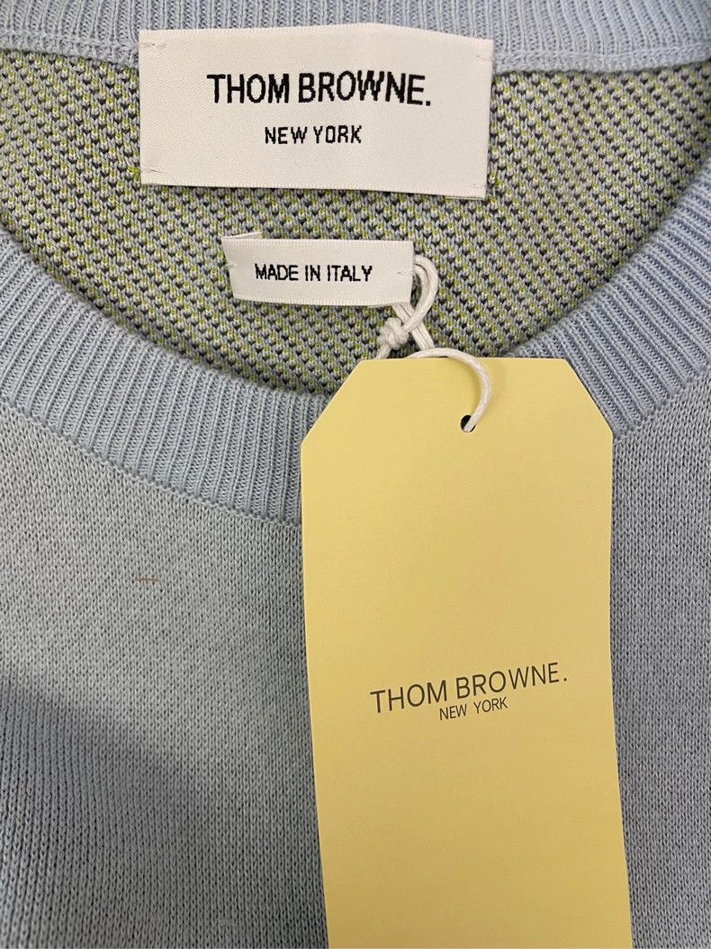 Thom Browne Thom browne Haze blue fleece tennis hem stripe round-neck s Size US M / EU 48-50 / 2 - 5 Thumbnail