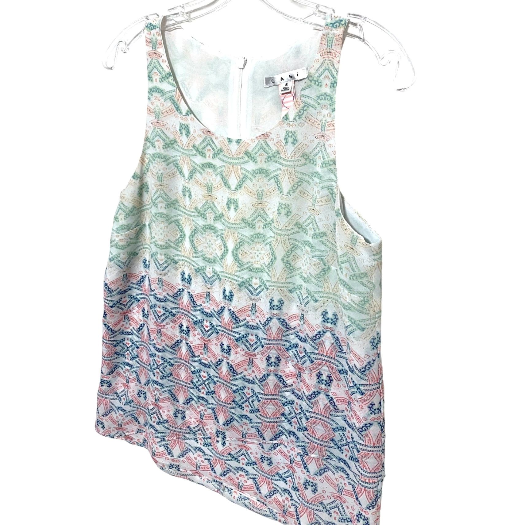 Vintage VINTAGE The Heart of Cabi Sleeveless Mosaic Tiered Top Women S Spring Boho Pastel Hippie Geometric Zip Back Boys? Size S / US 4 / IT 40 - 2 Thumbnail
