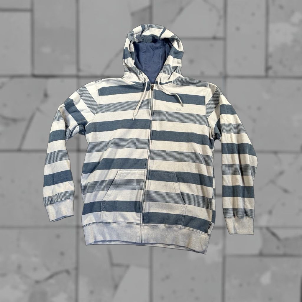 VINTAGE Quiksilver Hoodie Jacket Full Zip Adult XL Striped Multicolor Logo 90s Skater Mens
