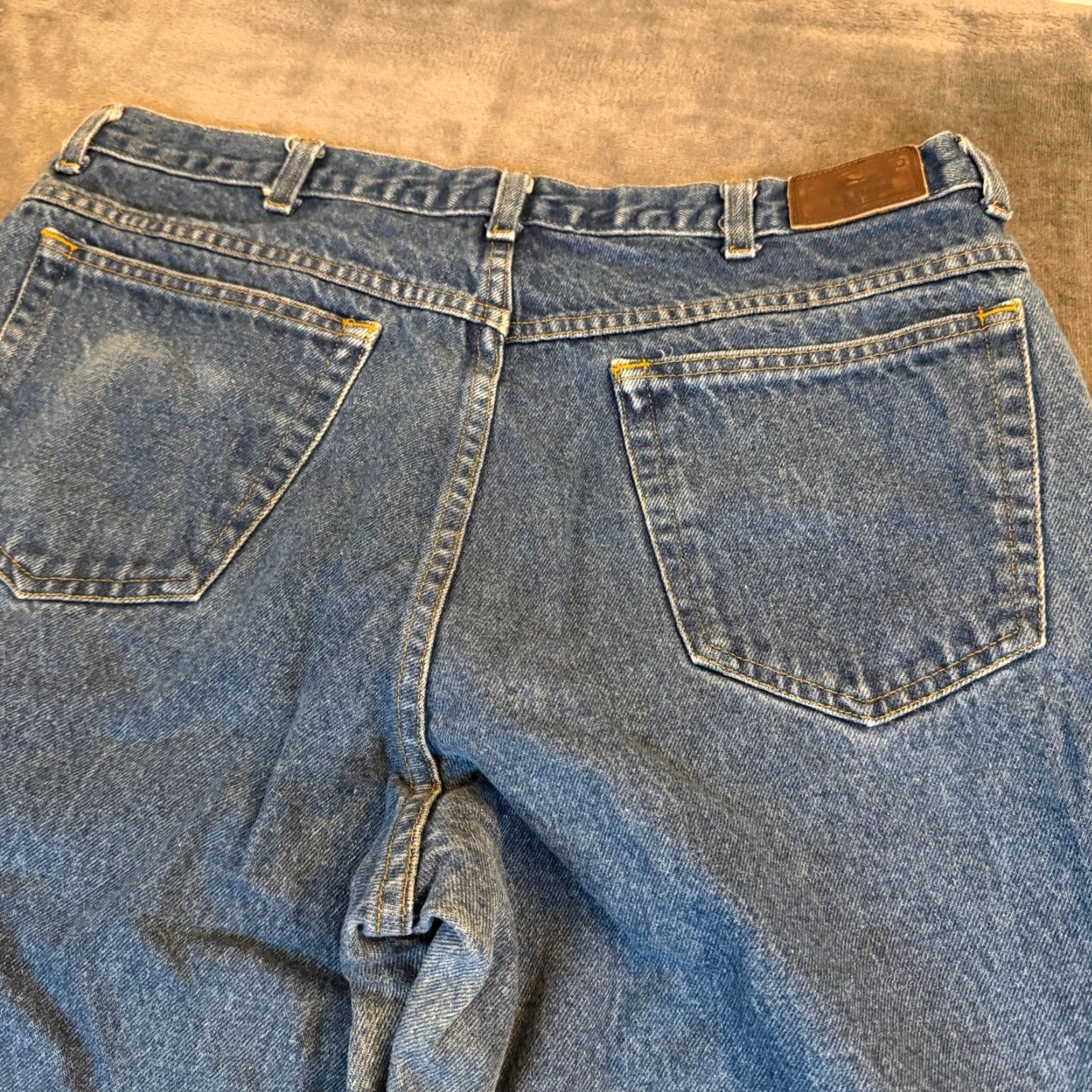 Vintage LL Bean Upland Field Jeans Denim Blue Olive Canvas 5-Pocket Mens 35x29 Straight Jeans Mens Regular Denim Cotton Size US 35 - 3 Thumbnail