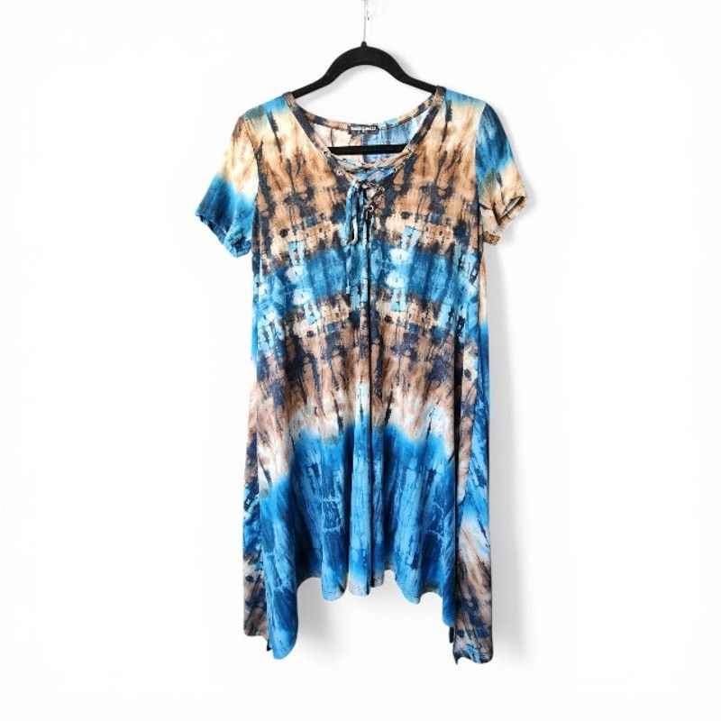 Wanderlust Wanderlust LA Size Medium Graphic Print Dress - Brown & Blue Size M / US 6-8 / IT 42-44 - 2 Thumbnail