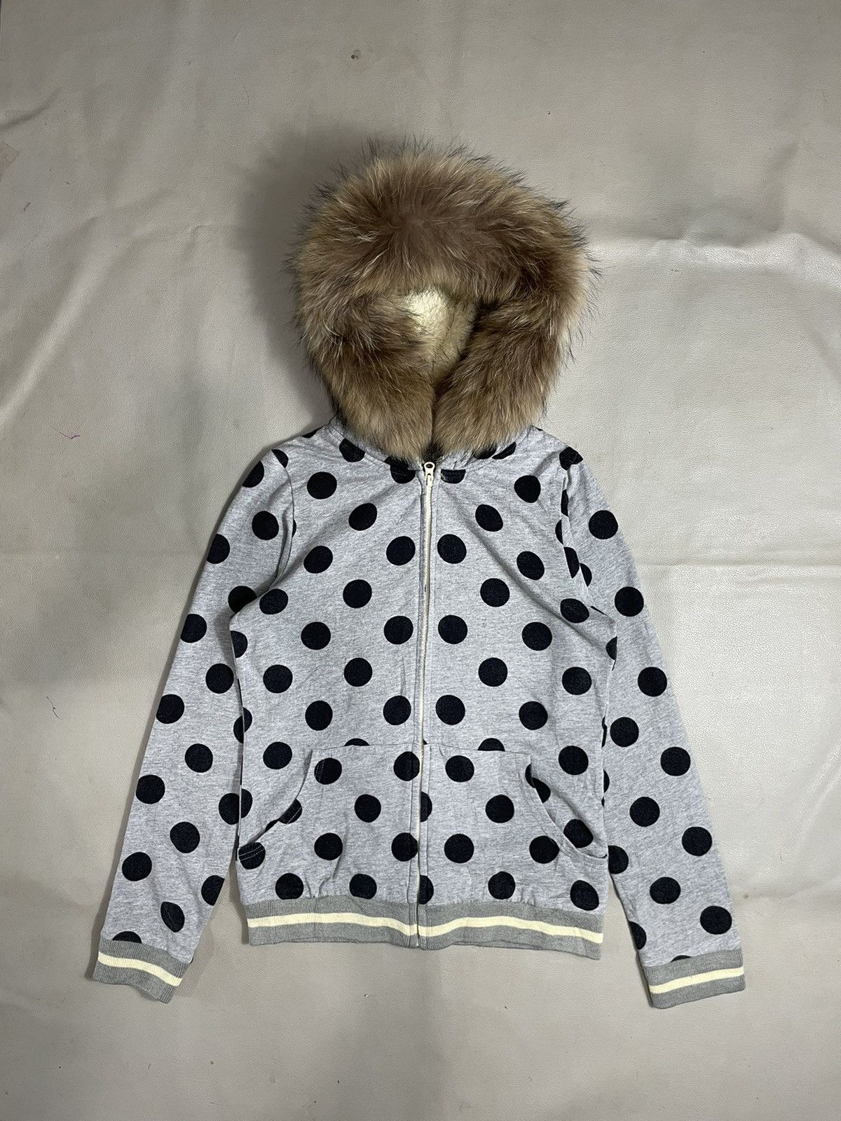 Japanese Faux Fur zip Hoodie Polkadot gothic lgb ifsix style